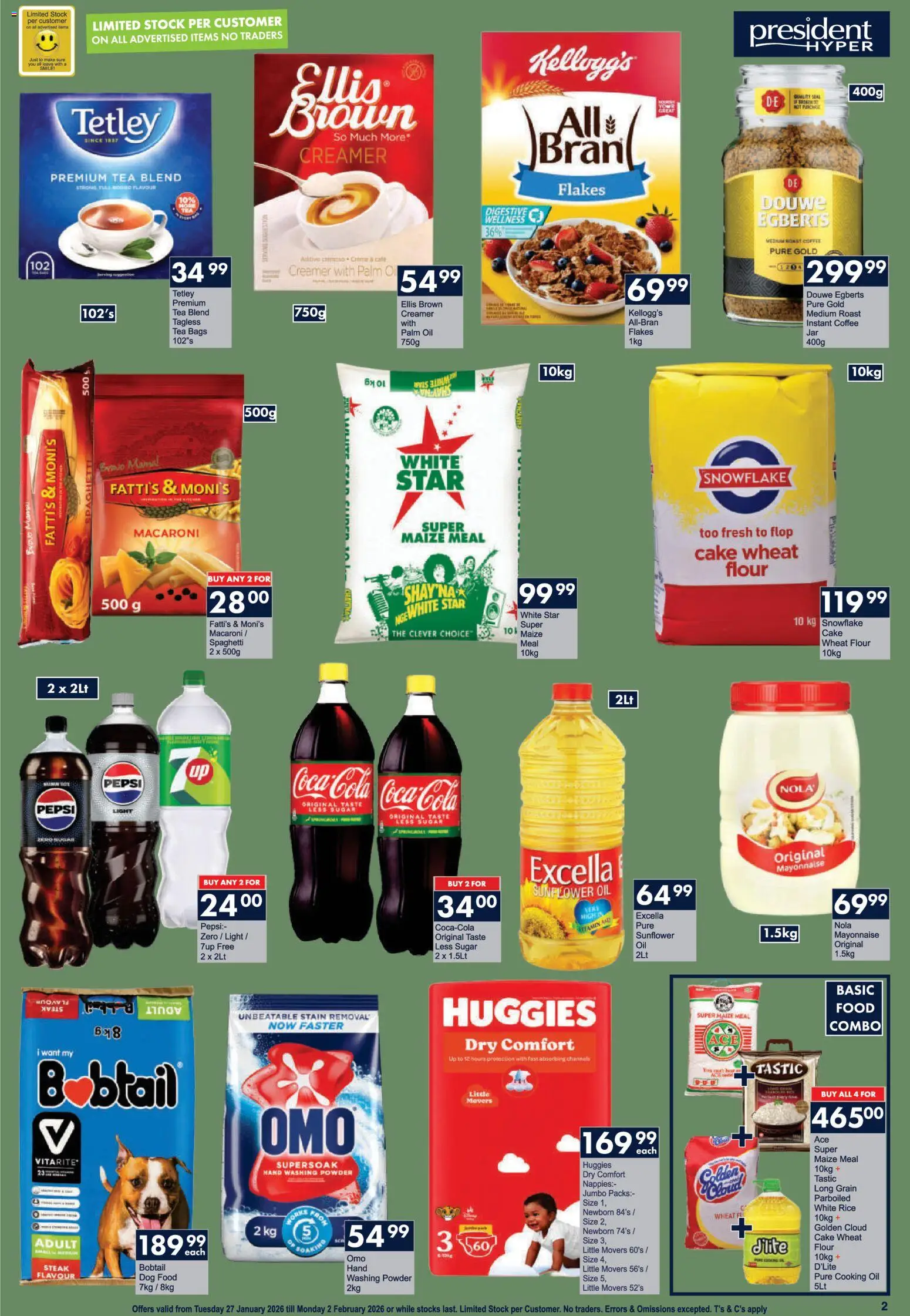New President Hyper catalogue – valid from 27.01.2026 | Page: 2 | Products: Flour, Steak, Light, Flakes