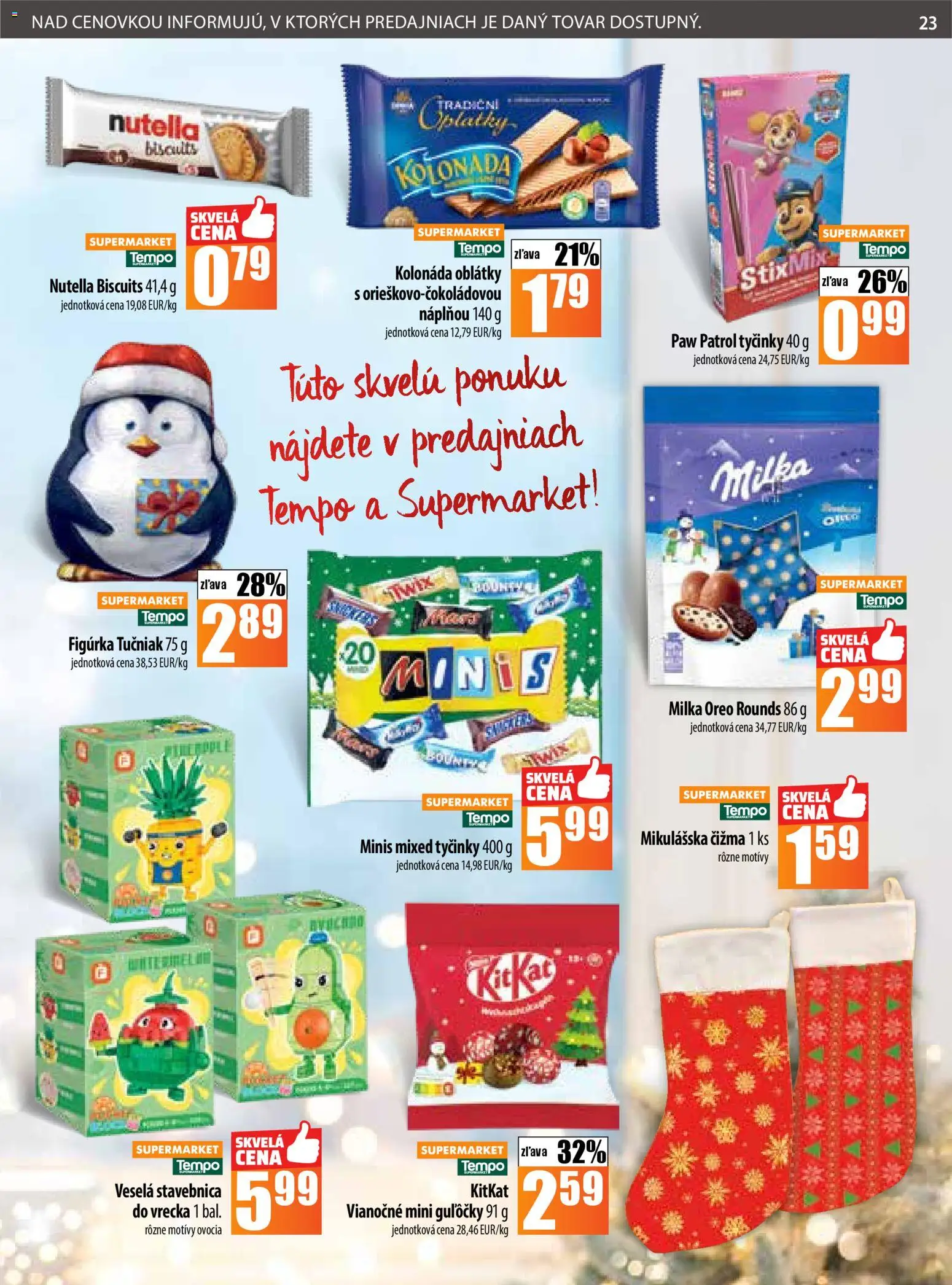 Nové COOP Jednota akcie – leták je platný od 20.11.2025 | Strana: 23 | Produkty: Milka, Nutella