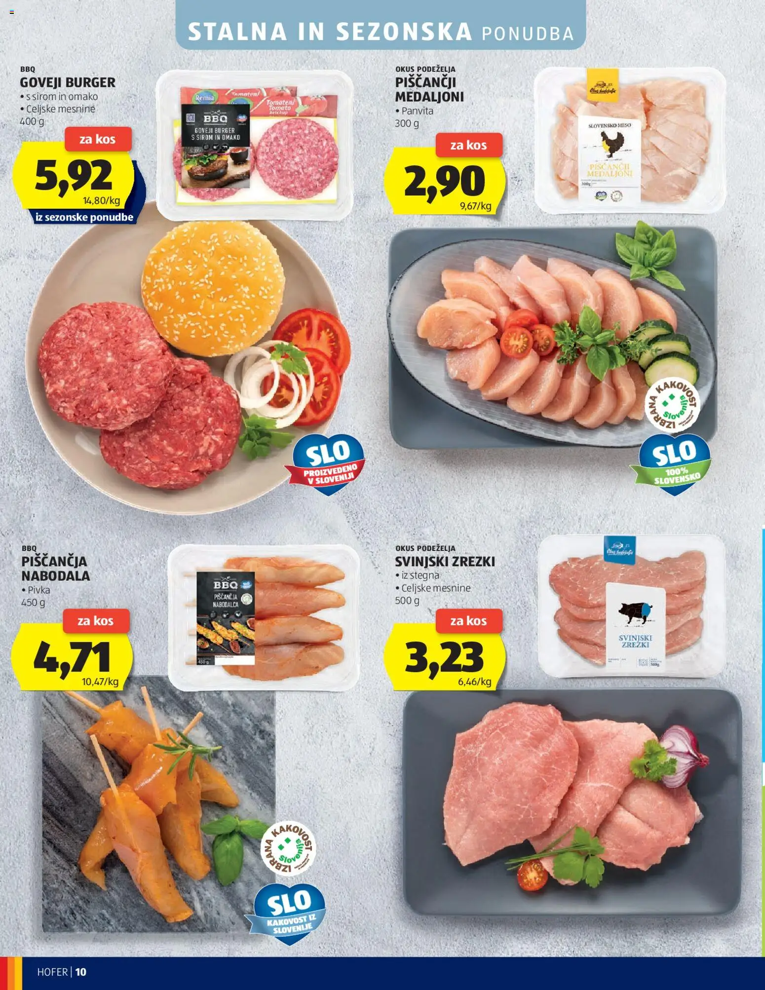 Novi Hofer katalog ponudbe – veljaven od 15.04.2026 | Stran: 10 | Izdelki: Kos, Nabodala, Zrezki