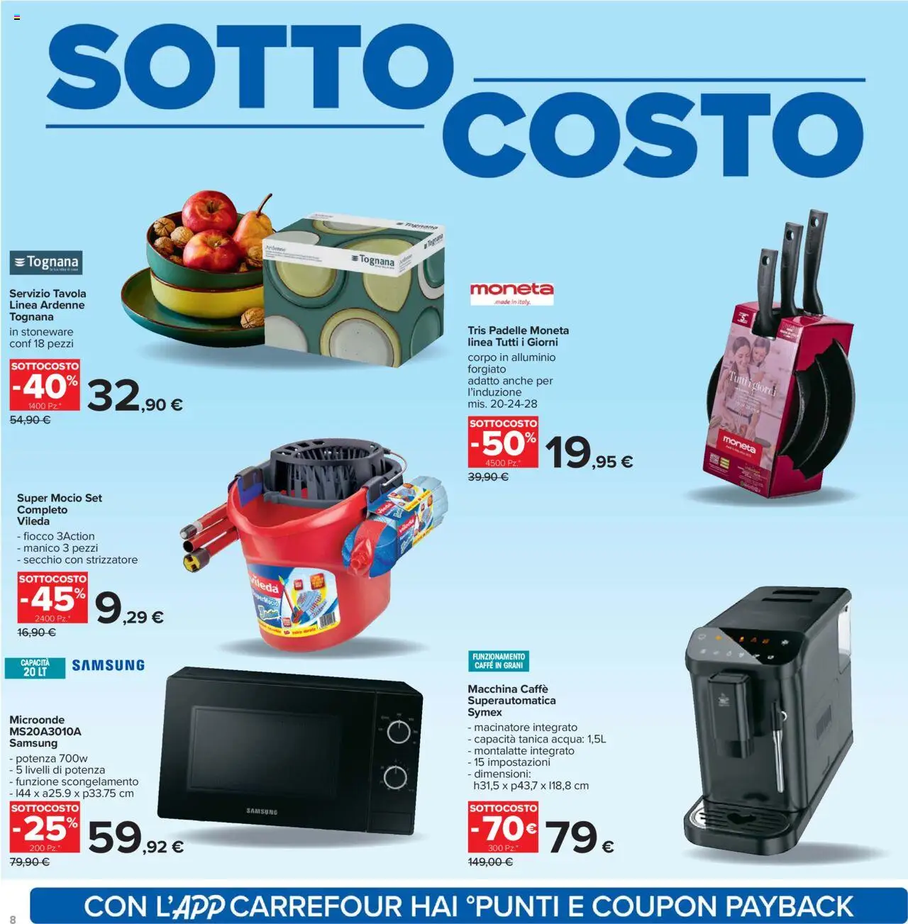 Volantino Carrefour del 05.09.2025 | Pagina: 8 | Prodotti: Microonde, Caffè, Mocio, Tanica