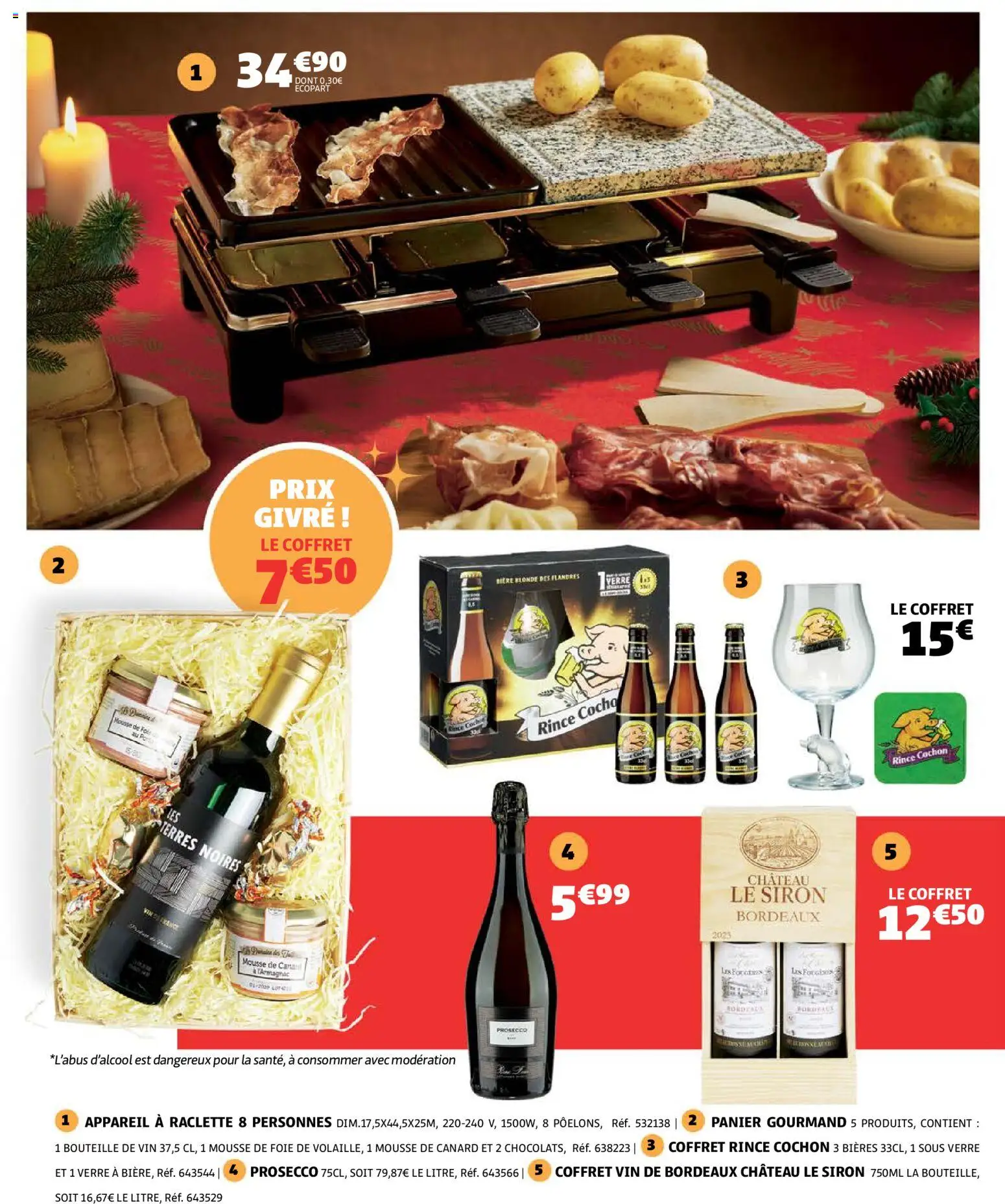 {H1} | Page: 18 | Produits: Raclette, Prosecco, Panier, Bière