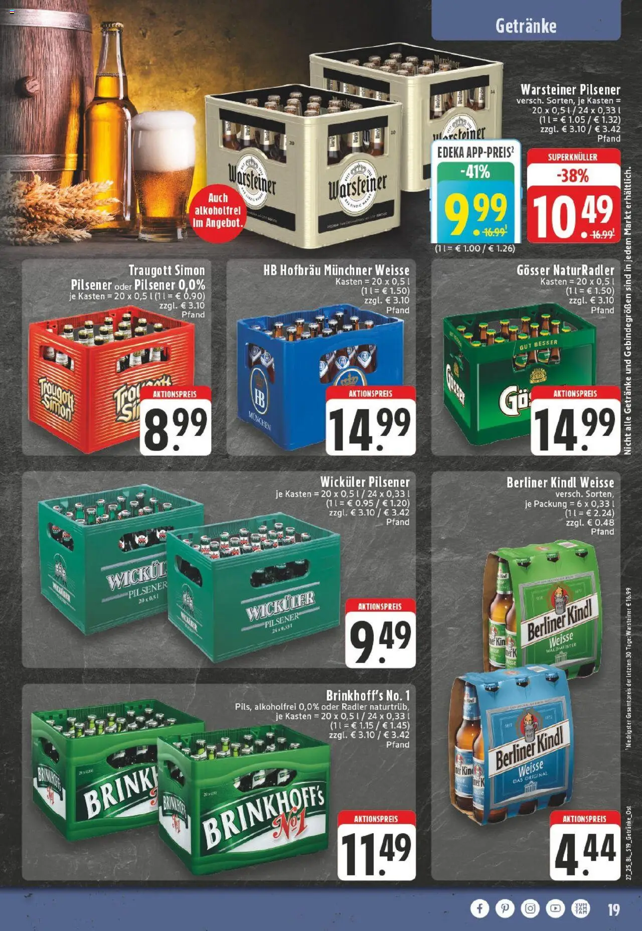 Edeka prospekt Geseke	 - gültig ab dem 29.06.2025 | Seite: 19 | Produkte: Berliner, Radler, Warsteiner