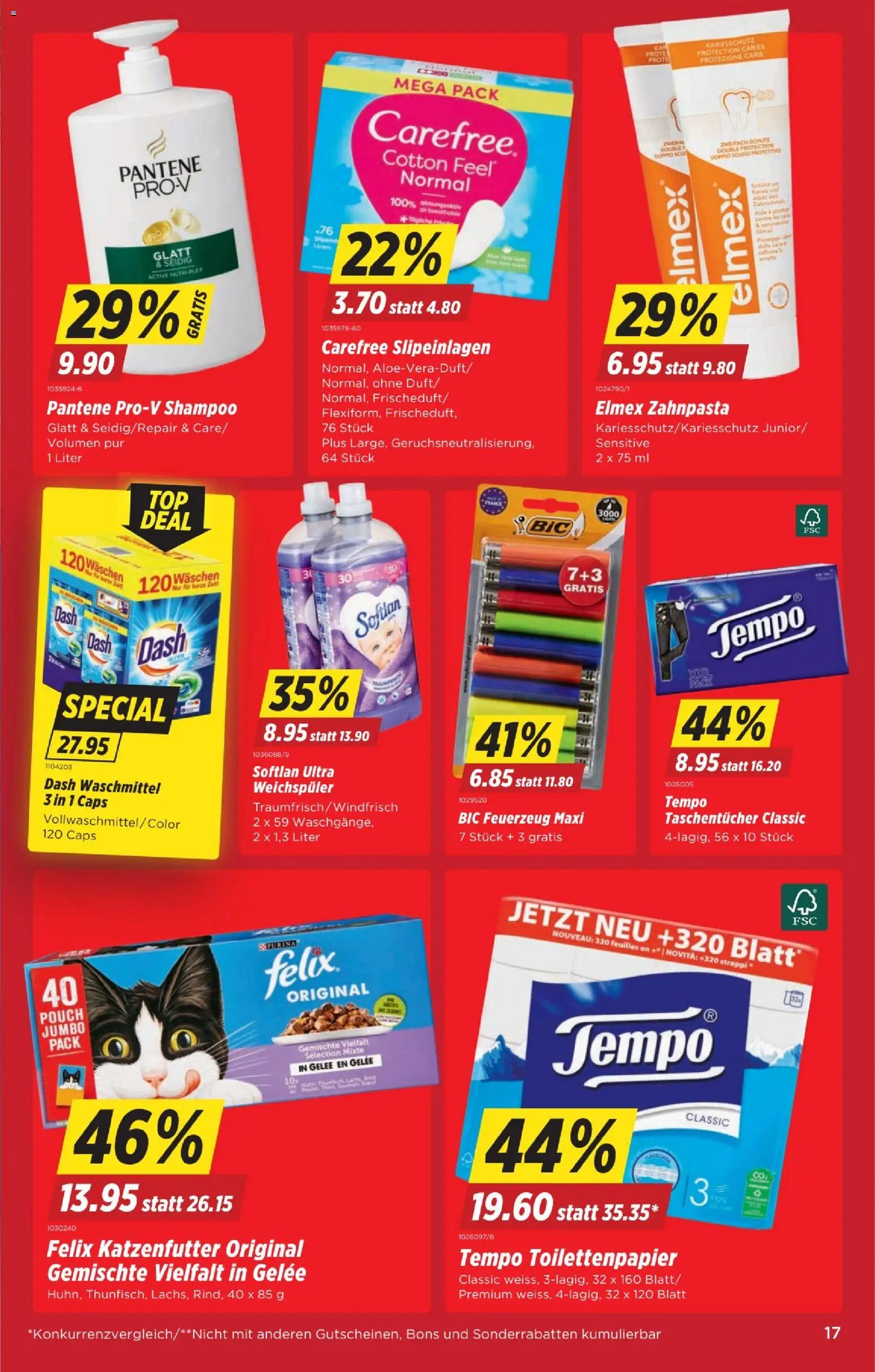 Denner Aktionen – gültig ab 20.01.2026 | Seite: 17 | Produkte: Shampoo, Zahnpasta, Waschmittel, Toilettenpapier