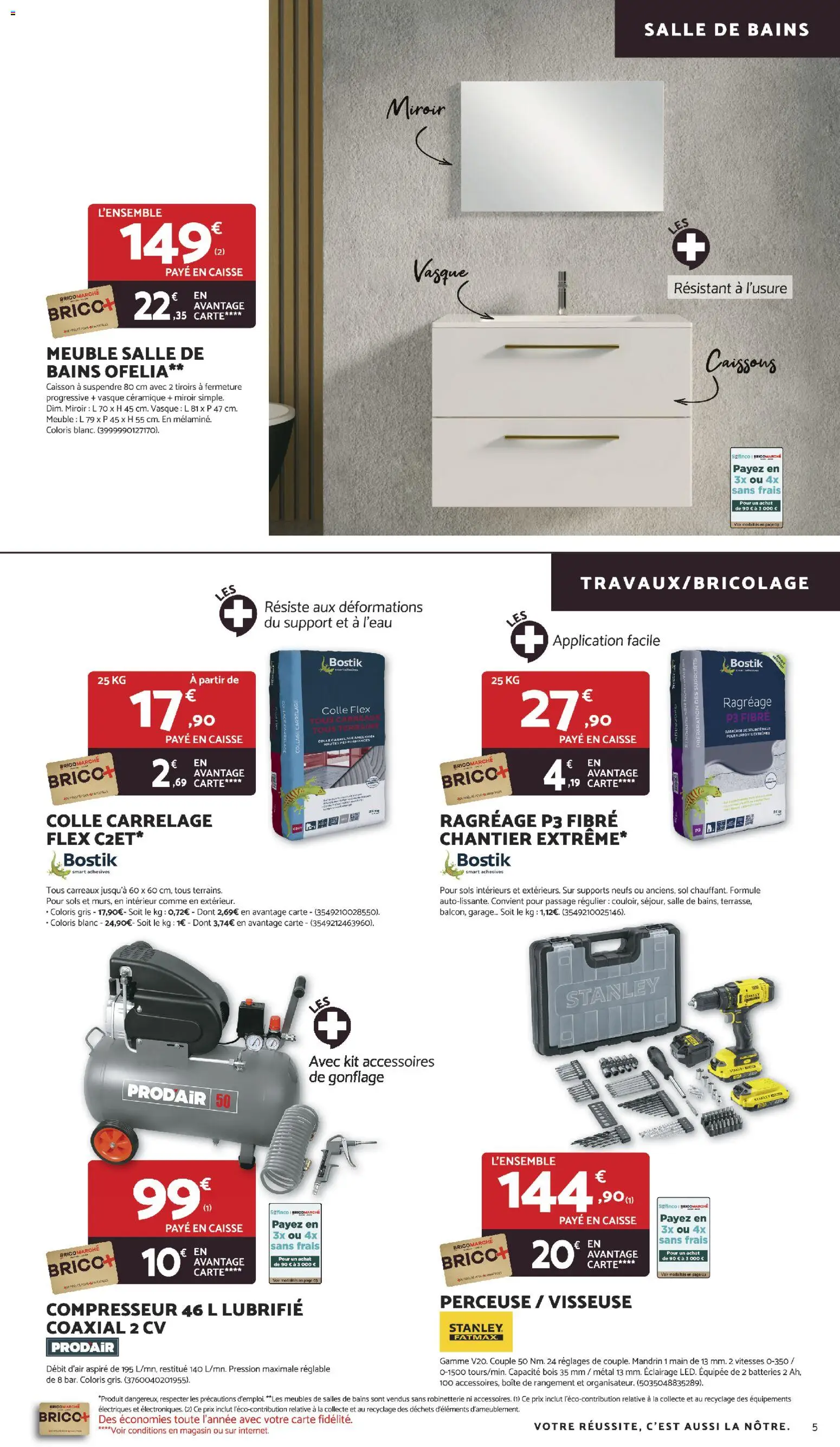 {H1} | Page: 5 | Produits: Perceuse, Miroir, Colle, Boîte de rangement