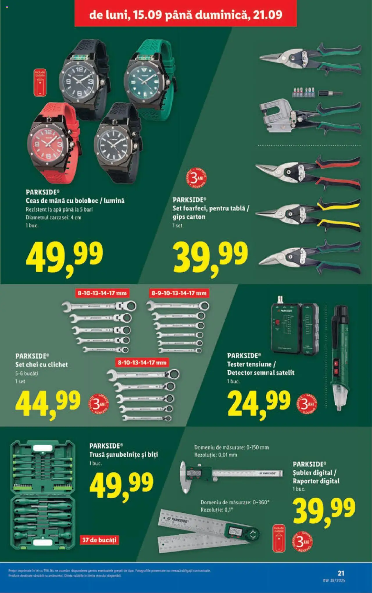 Noul catalog Lidl – valabil de la 15.09.2025 | Pagină: 21 | Produse: Tavuk suyu, Ceas, Tablă, Apă