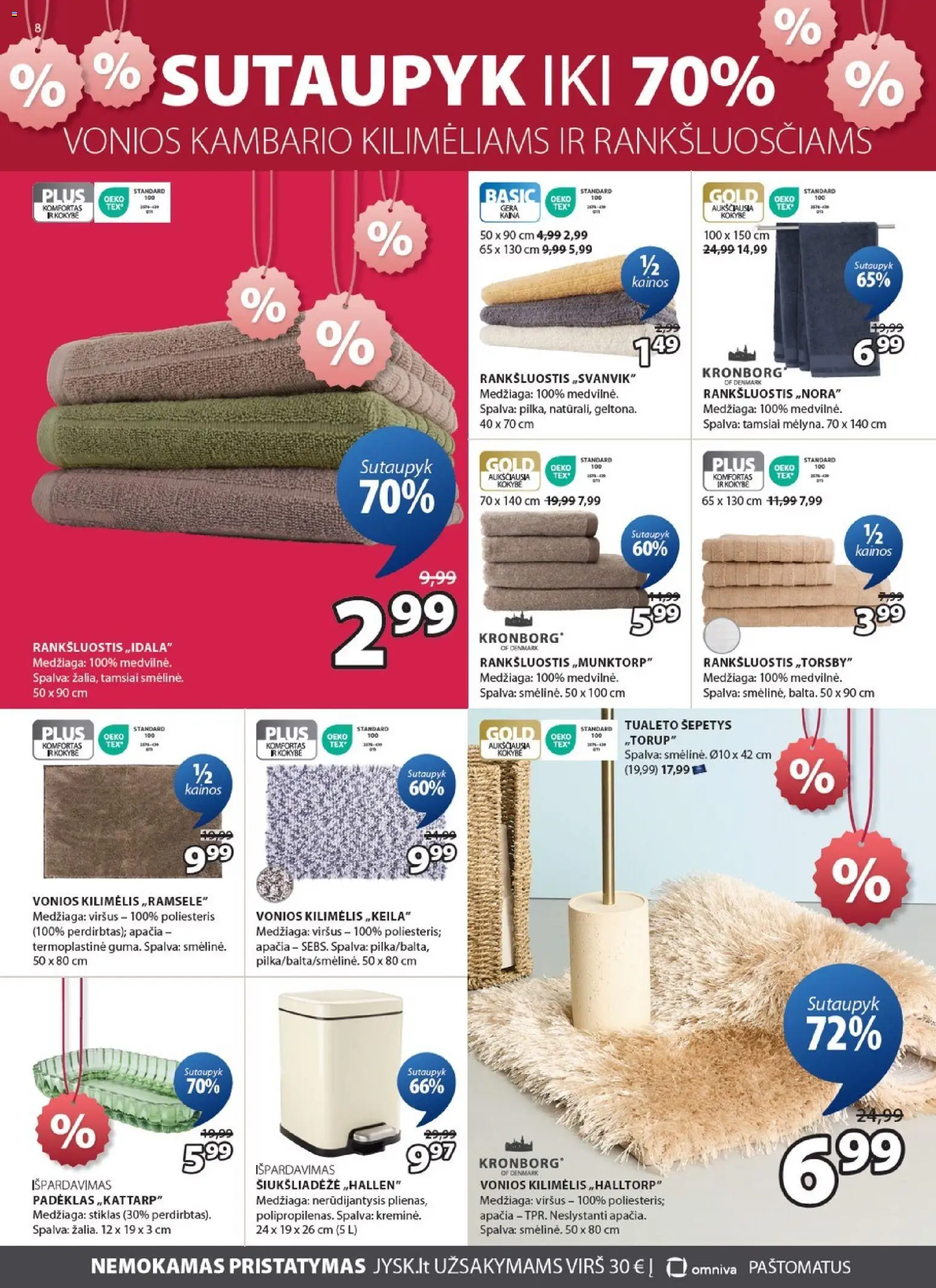 JYSK akcijos nuo 06.01.2026 | Puslapis: 8 | Prekių: Rankšluostis, Kilimėlis, Vonios kilimėlis