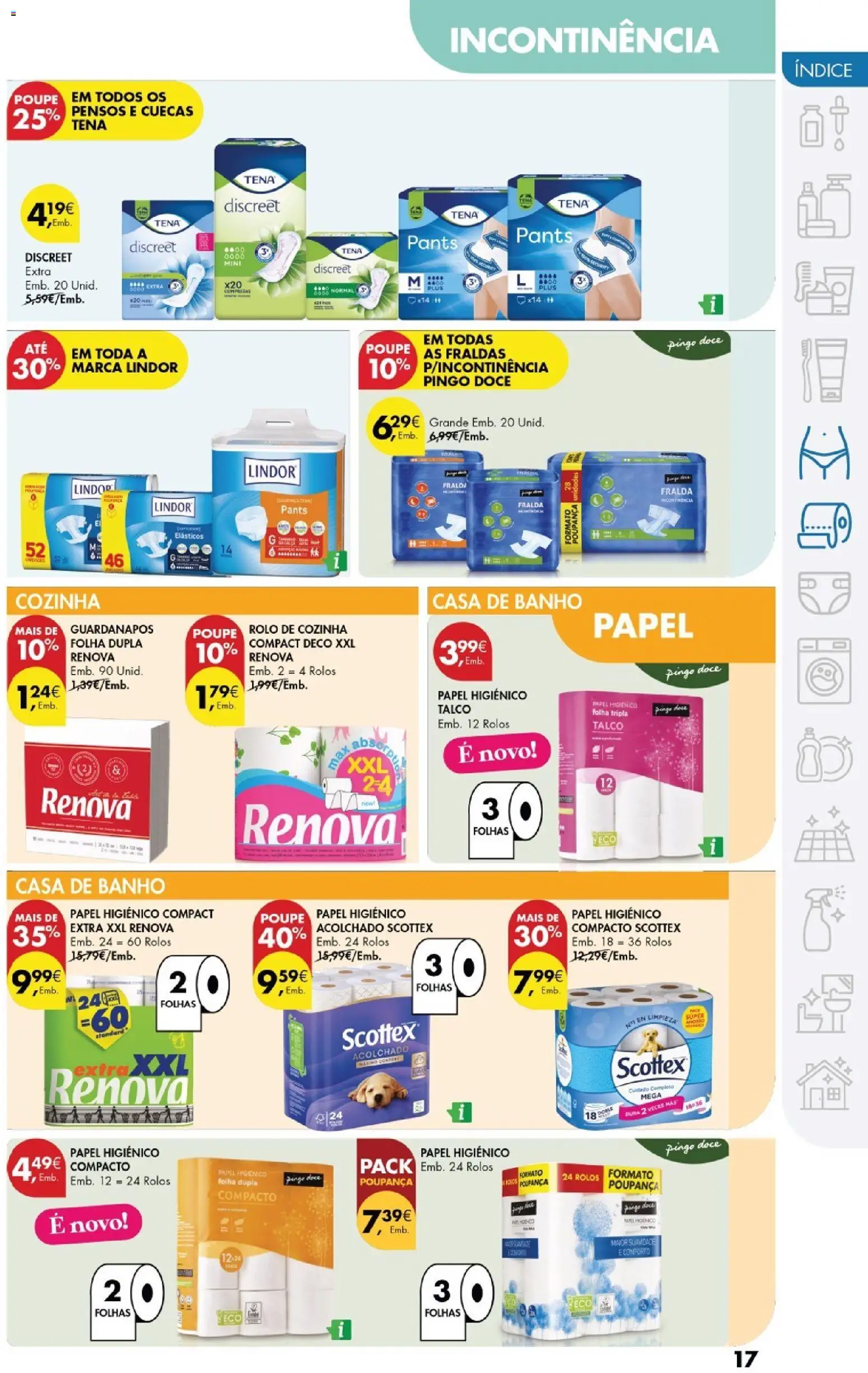 Pingo Doce - Cuidados Pessoais e para o Lar │ válido de 24.02.2026 | Página: 17 | Produtos: Papel higiénico, Guardanapos, Casa de banho, Banho