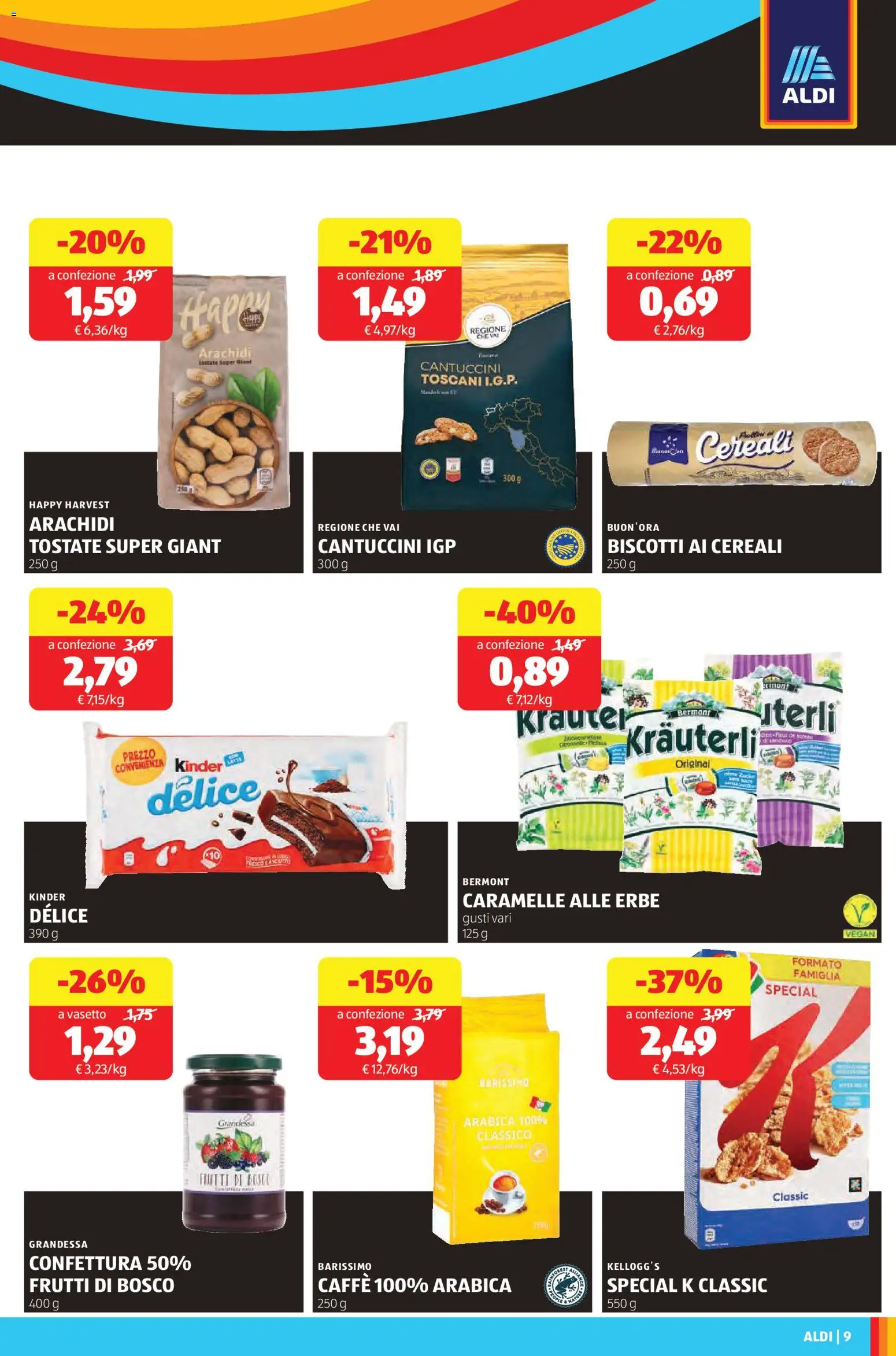 Volantino Aldi del 17.11.2025 | Pagina: 11 | Prodotti: Caffè, Caramelle, Biscotti, Arachidi