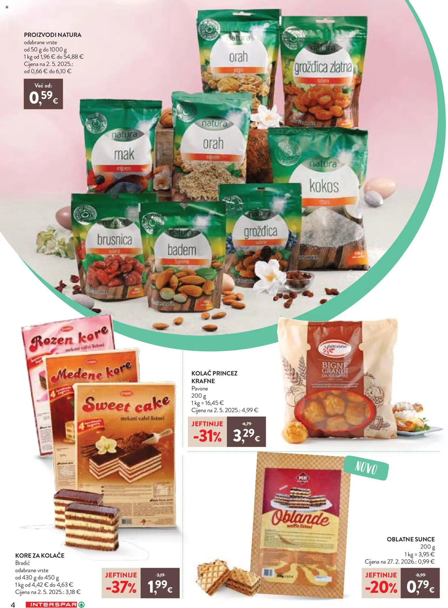 Interspar katalog | vrijedi od 12.03.2026 | Stranica: 4 | Proizvodi: Oblatne, Badem, Brusnica, Orah