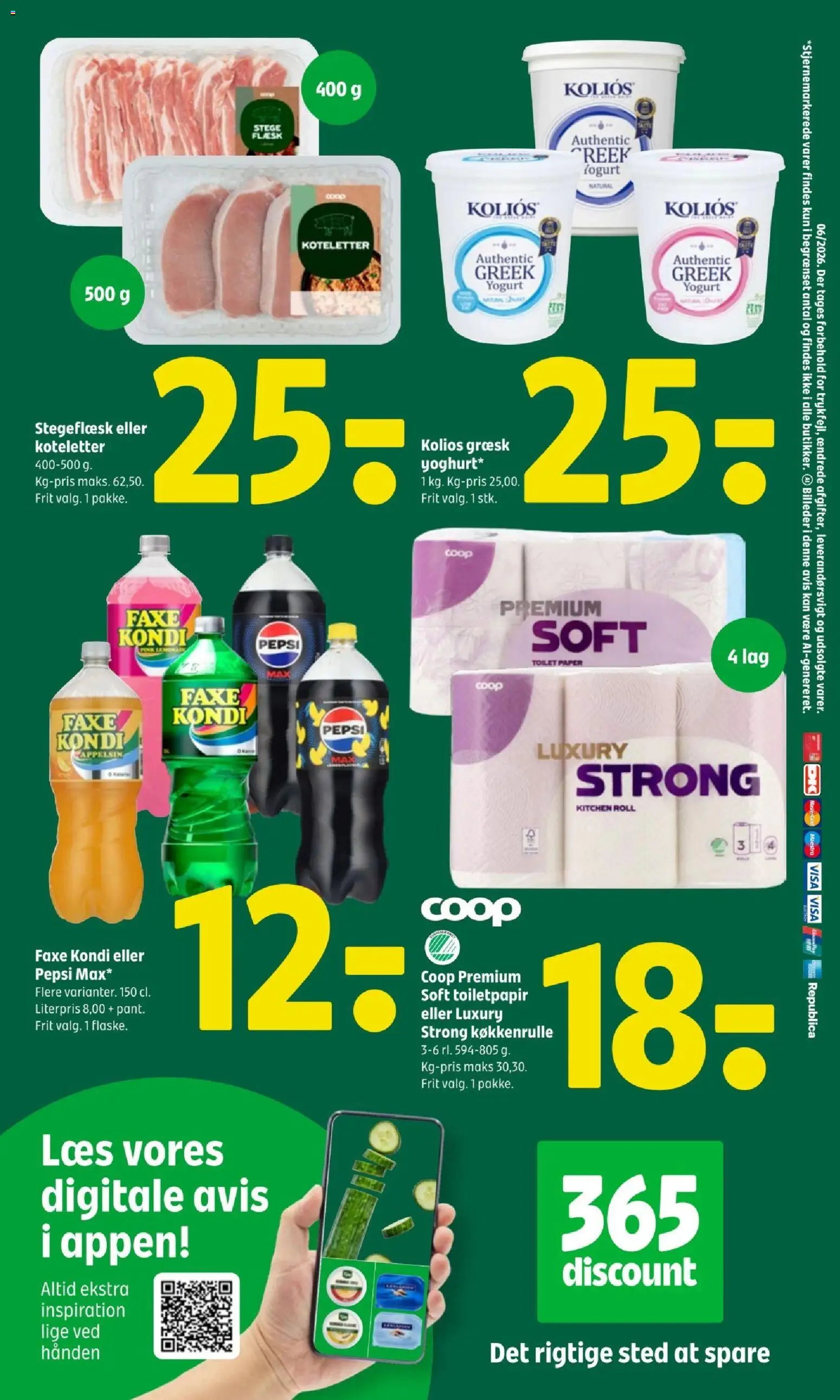 Coop 365 tilbudsavis – gyldig fra 05.02.2026 | Side: 3 | Produkter: Koteletter, Toilet, Faxe Kondi, Pepsi