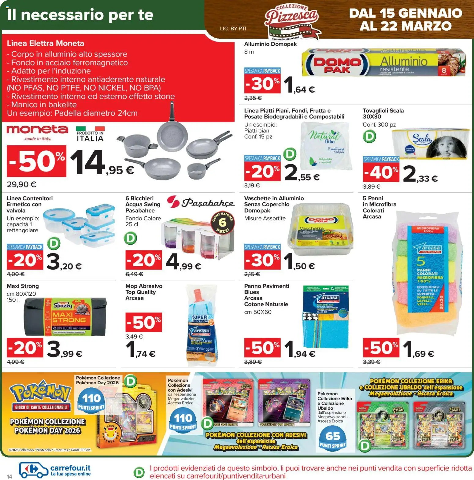 Volantino Carrefour del 17.02.2026 | Pagina: 14 | Prodotti: Tè, The, Padella, Fornelli