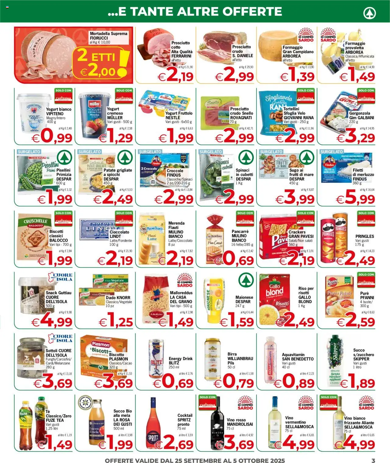 Volantino Despar del 25.09.2025 | Pagina: 3 | Prodotti: Birra, Biscotti, Maionese, Latte