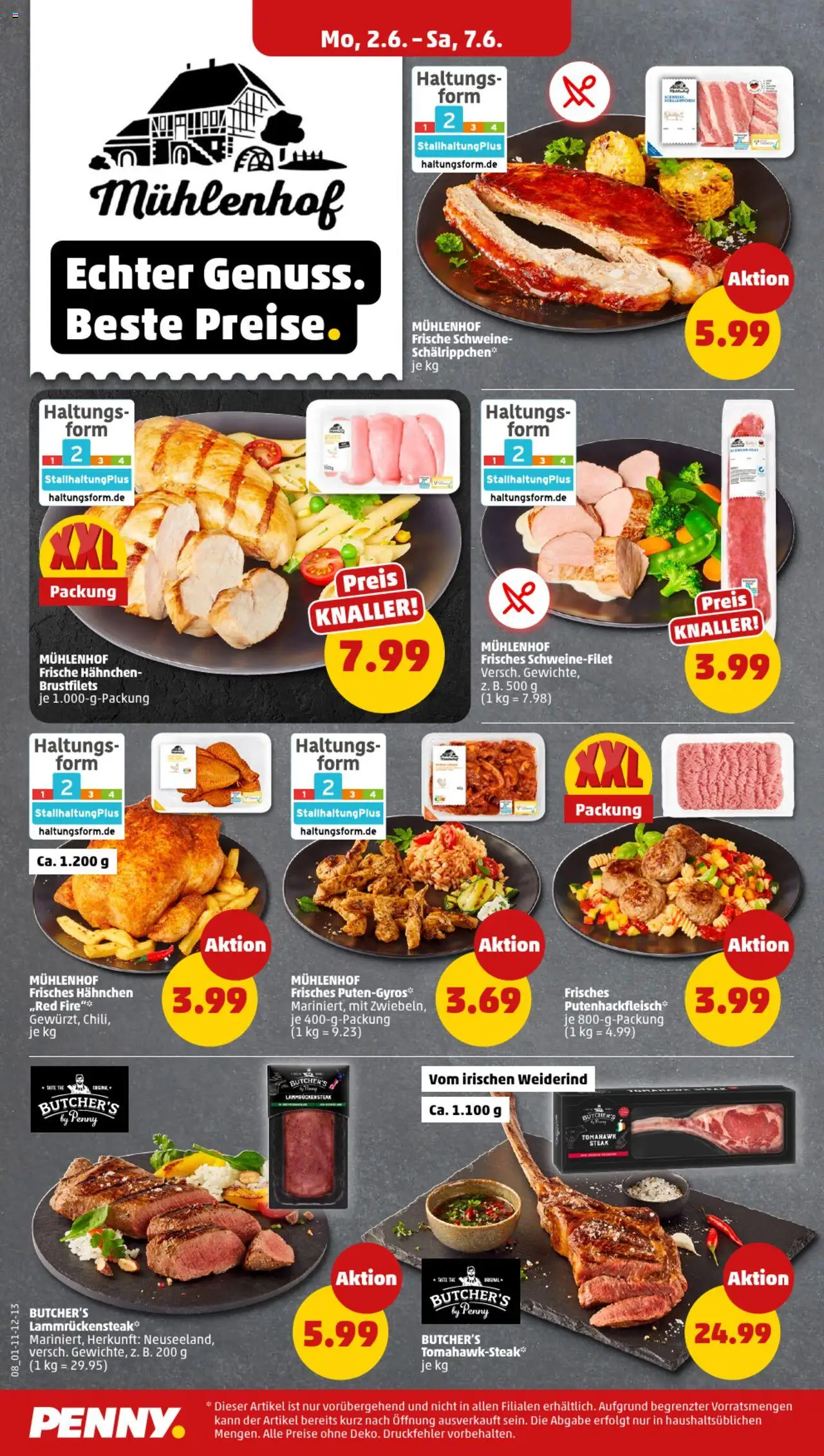 Penny Prospekt 	 - gültig ab dem 02.06.2025 | Seite: 8 | Produkte: Hahnchen, Schweinefilet, Steak
