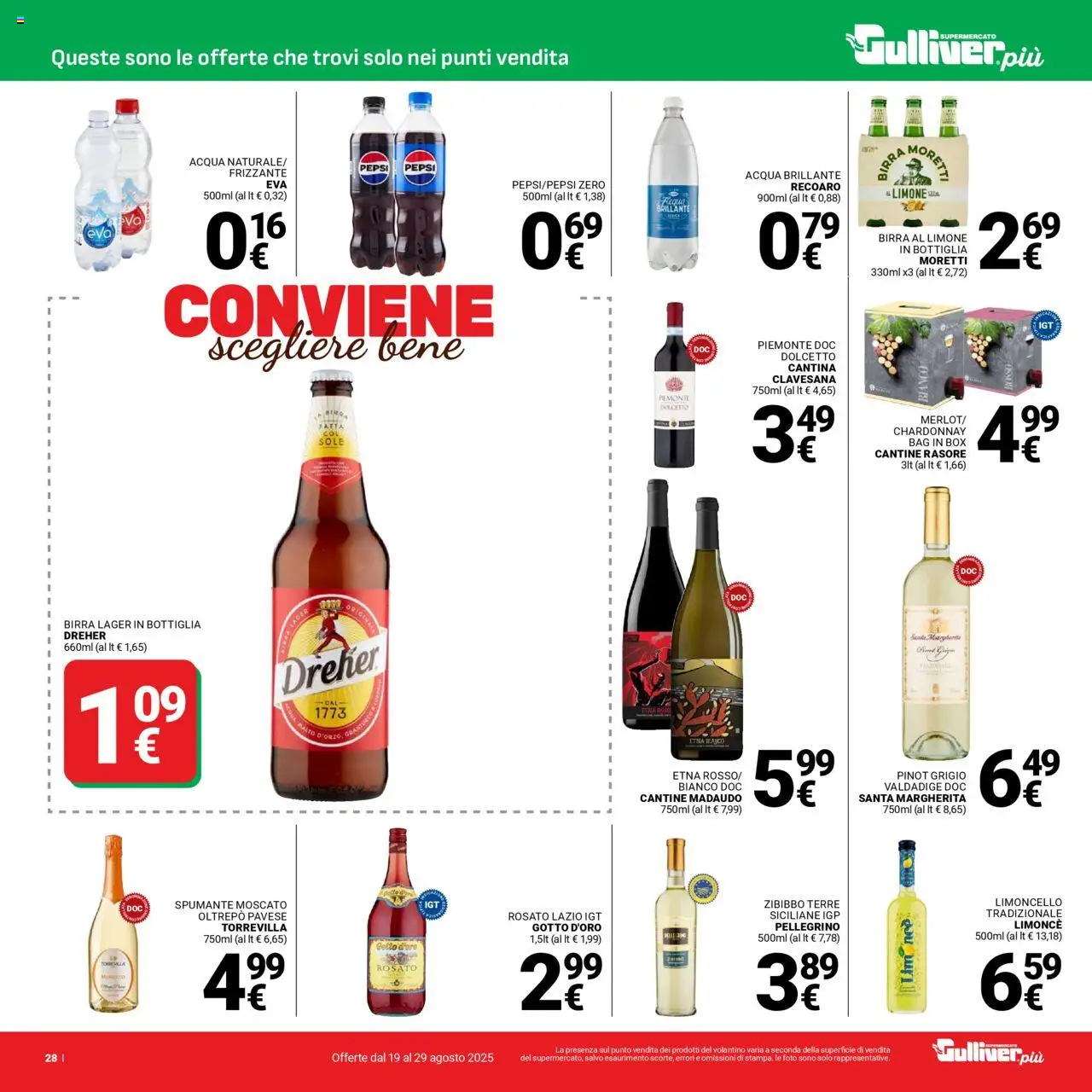 Volantino Gulliver del 19.08.2025 | Pagina: 28 | Prodotti: Acqua, Spumante, Limoncello, Pepsi