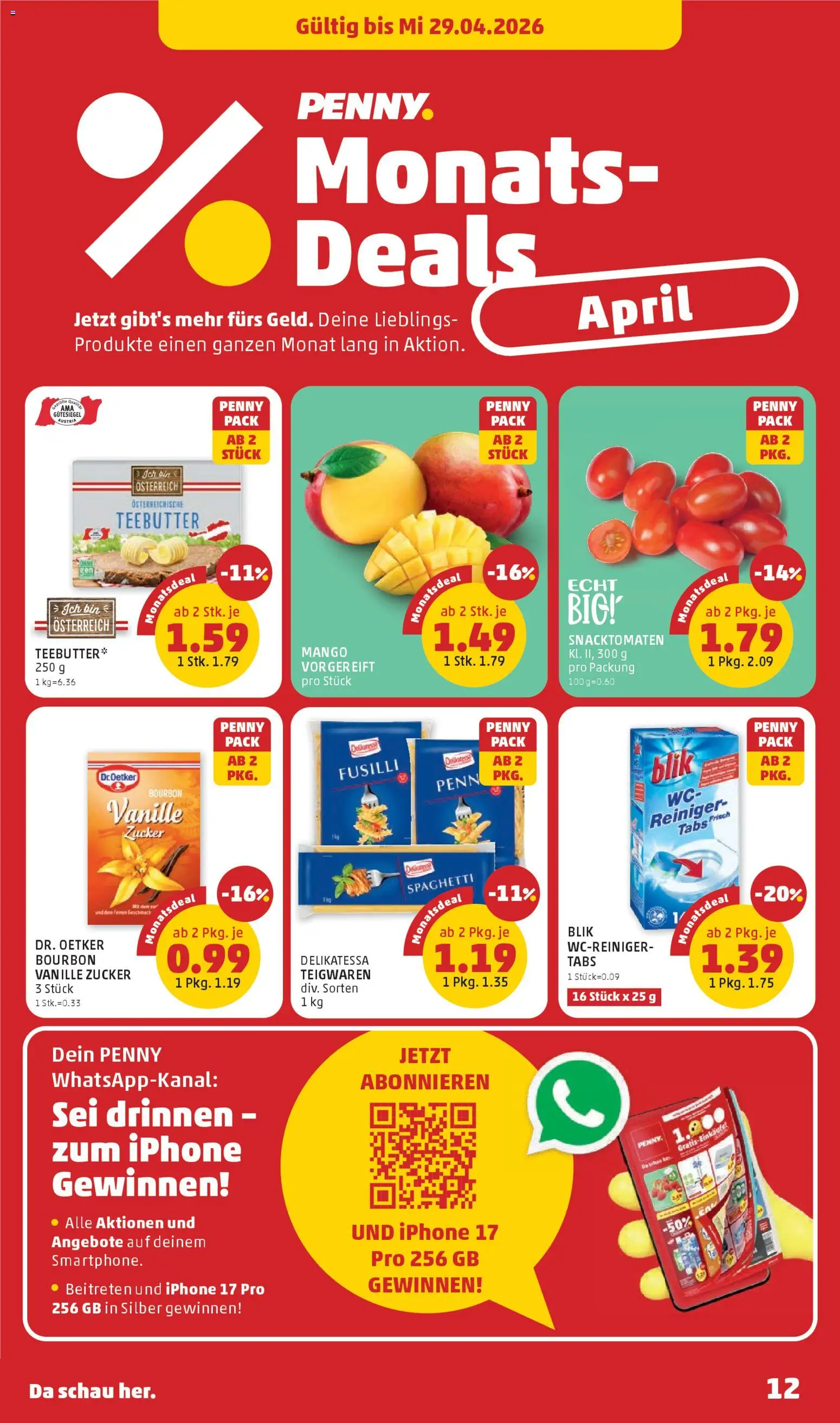 Penny Markt - Flugblatt gültig ab 16.04.2026 | Seite: 12 | Produkte: Mango, Iphone, Hajdina liszt, Bourbon