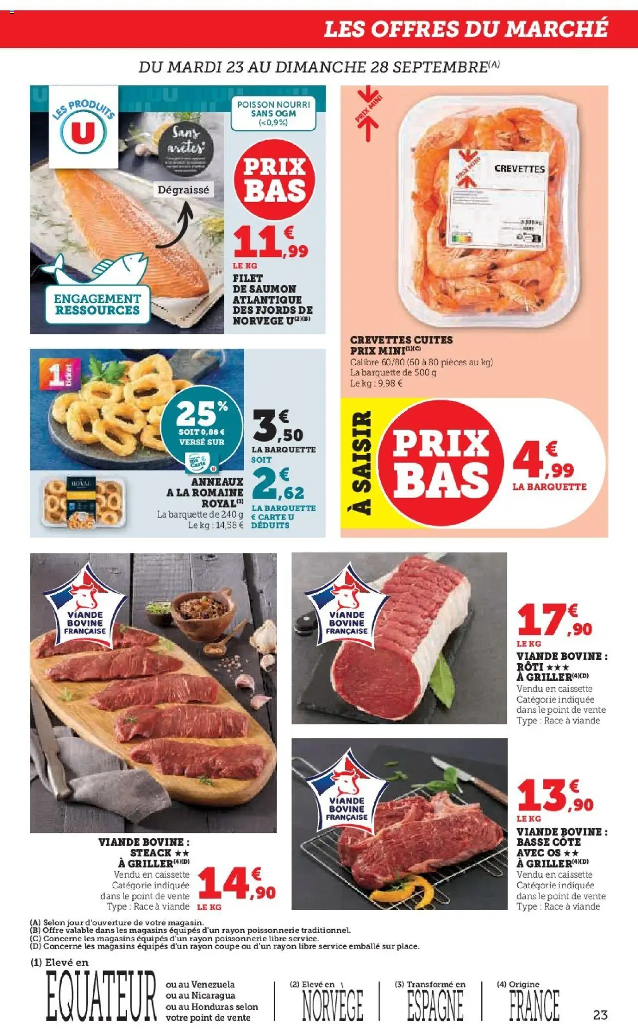  | Page: 23 | Produits: Poissonnerie, Poisson, Basse côte, Viande bovine