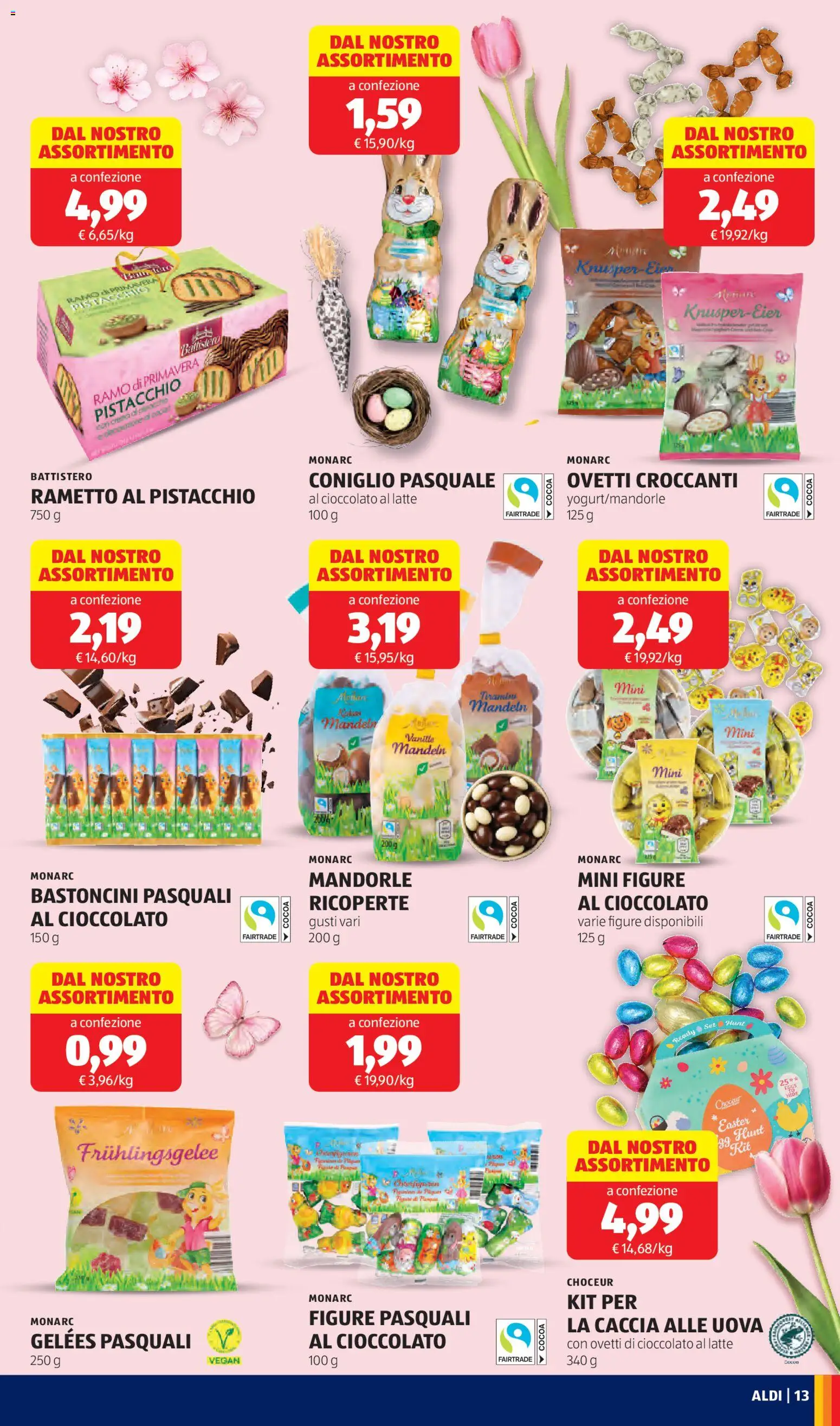 Volantino Aldi del 09.03.2026 | Pagina: 13 | Prodotti: Uova, Cioccolato, Latte, Mandorle