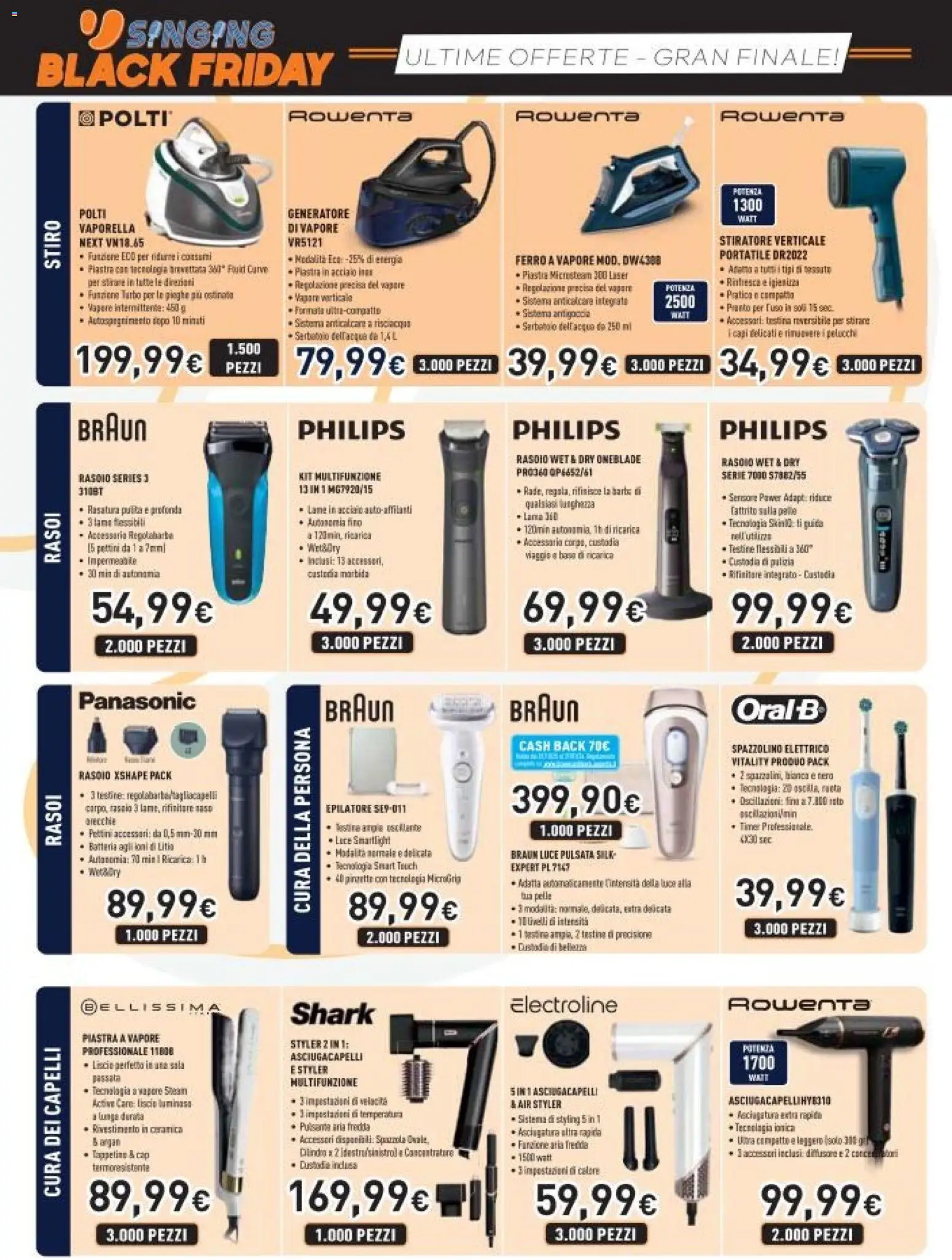 Volantino Unieuro del 26.11.2025 | Pagina: 24 | Prodotti: Rasoio, Epilatore, Spazzolino elettrico, Batteria