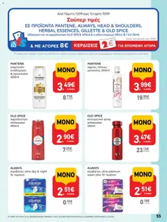  | Σελίδα: 55 | Προϊόντα: Σερβιέτες, Σαμπουάν, Αφρόλουτρο, Αποσμητικό
