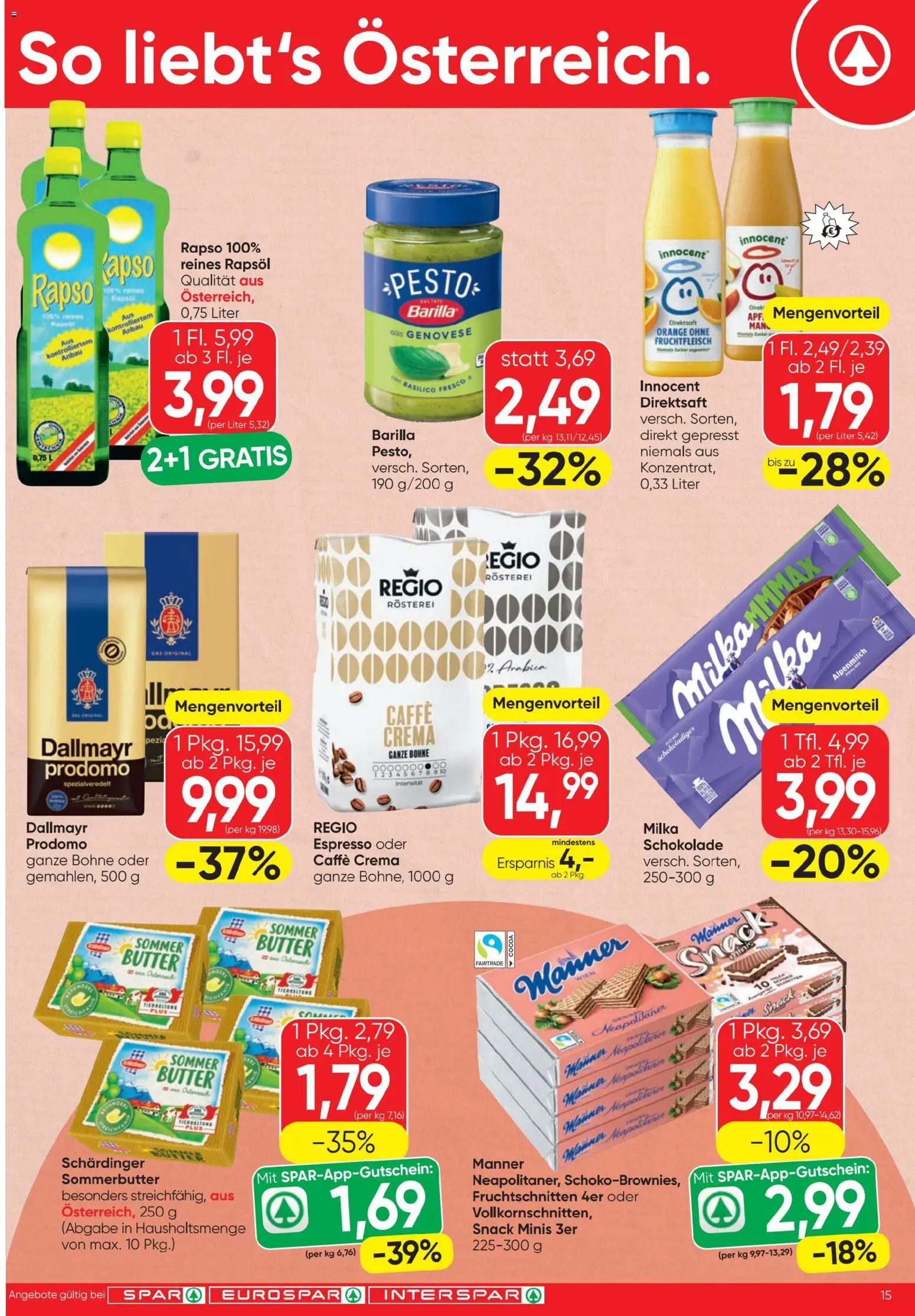 Spar Flugblatt gültig ab 26.02.2026 | Seite: 15 | Produkte: Butter, Schokolade