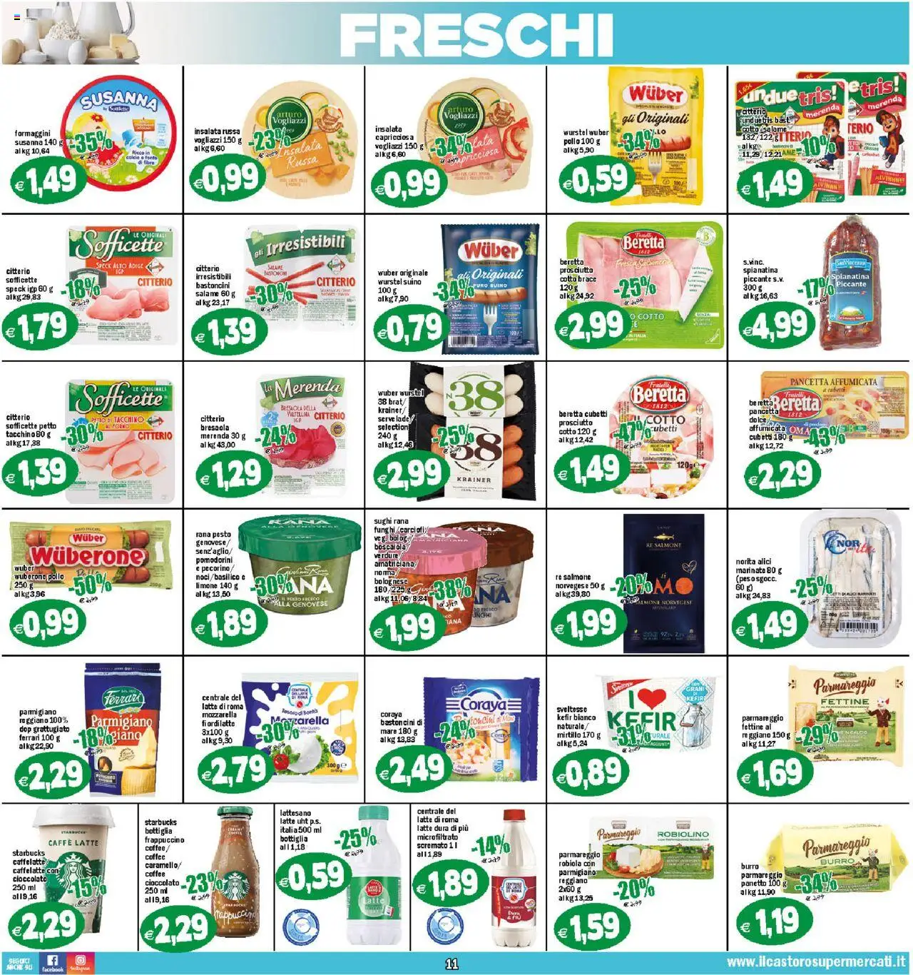 Volantino Il Castoro del 18.08.2025 | Pagina: 11 | Prodotti: Verdure, Burro, Funghi, Alici