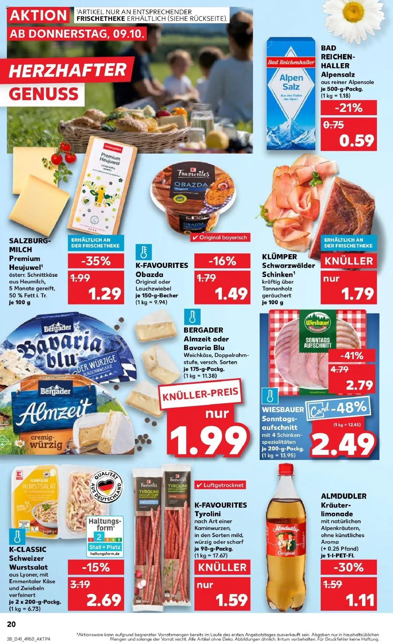 Kaufland prospekt Ludwigsburg	 – gültig ab 09.10.2025 | Seite: 20 | Produkte: Bad, Zwiebeln, Salz, Schinken