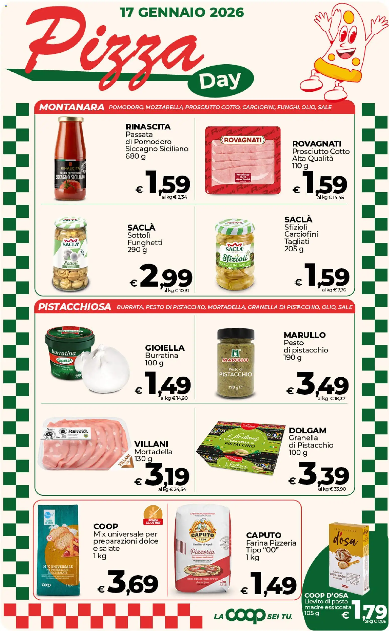 Volantino COOP del 17.01.2026 | Pagina: 19 | Prodotti: Prosciutto Cotto, Pizza, Pomodoro, Prosciutto