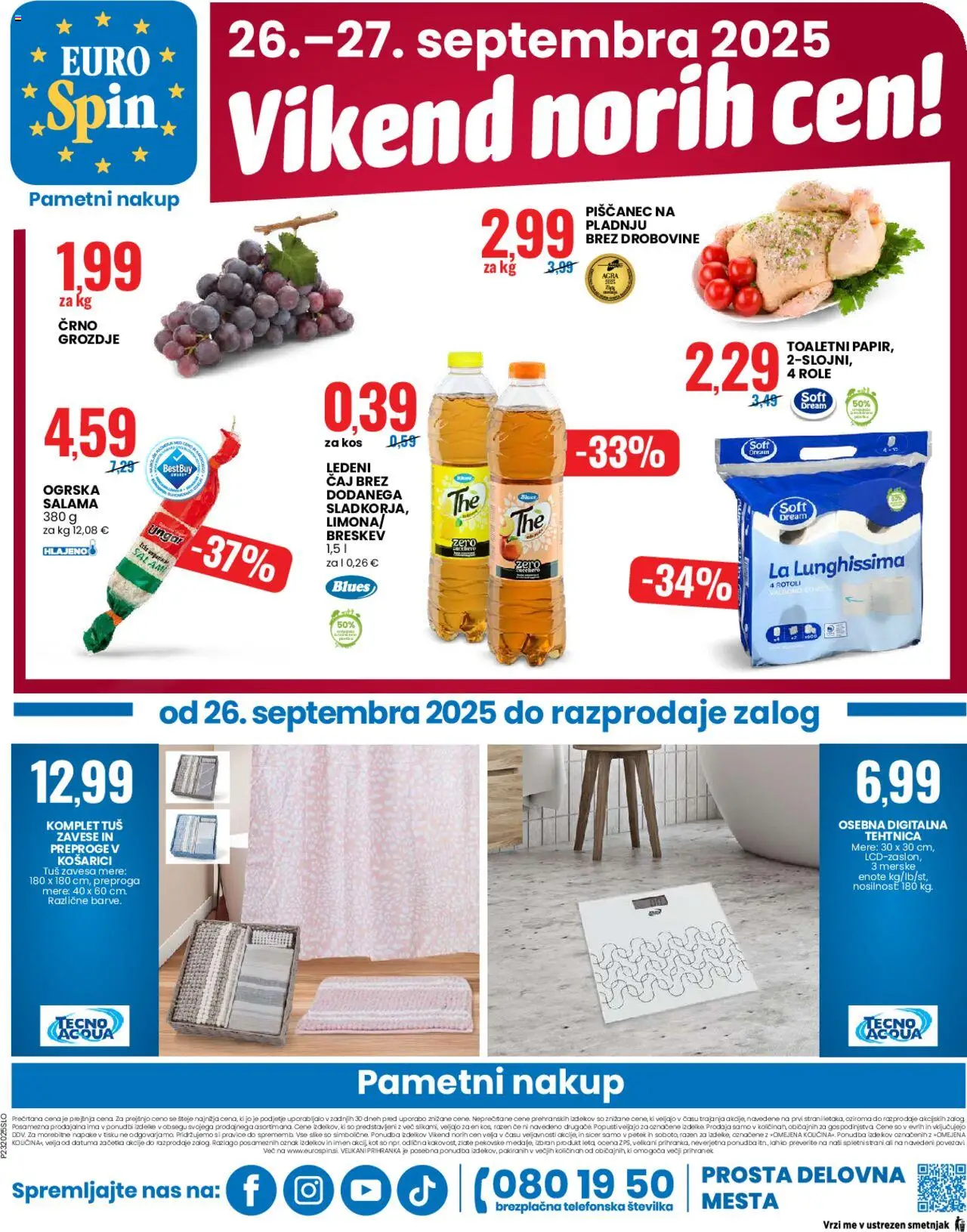 Novi Eurospin katalog ponudbe – veljaven od 25.09.2025 | Stran: 16 | Izdelki: Zavese, Caj, Sal, Breskev