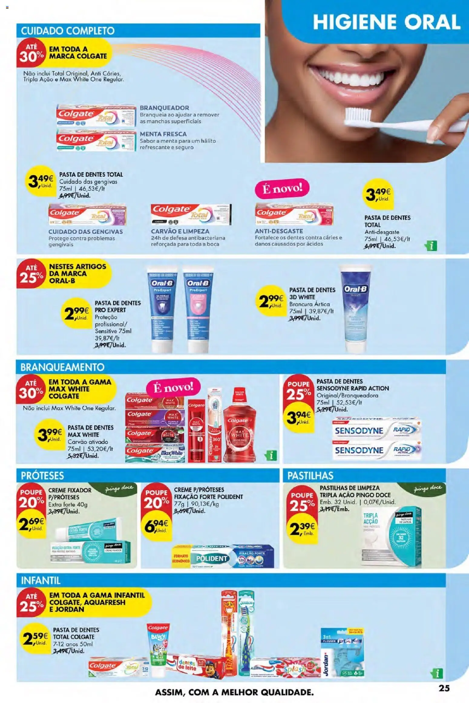 Pingo Doce Poupe Esta Semana Açores │ válido de 26.02.2026 | Página: 25 | Produtos: Pasta de dentes, Leite, Fixador, Creme