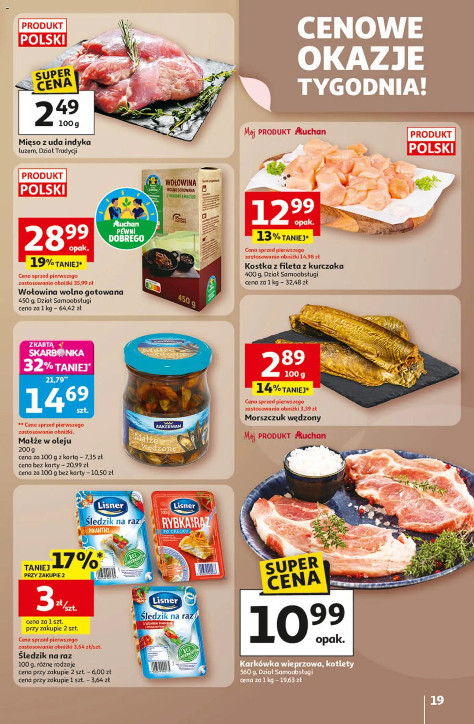 Auchan Gazetka - Wielkie Przeboje Cenowe Hipermarket od 02.01.2026 | Strona: 19 | Produkty: Karkówka, Mięso, Wołowina, Kotlety