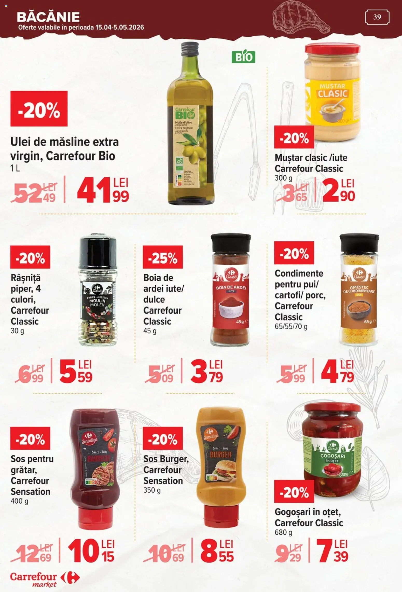Noul catalog Carrefour – valabil de la 15.04.2026 | Pagină: 40 | Produse: Măsline, Ardei, Ulei, Sos