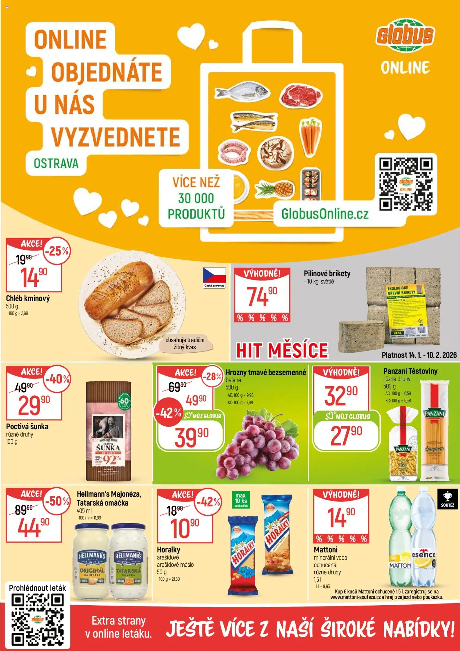 Globus leták - Ostrava od 14.01.2026 | Strana: 2 | Produkty: Těstoviny, Brikety, Hellmann's, Majonéza