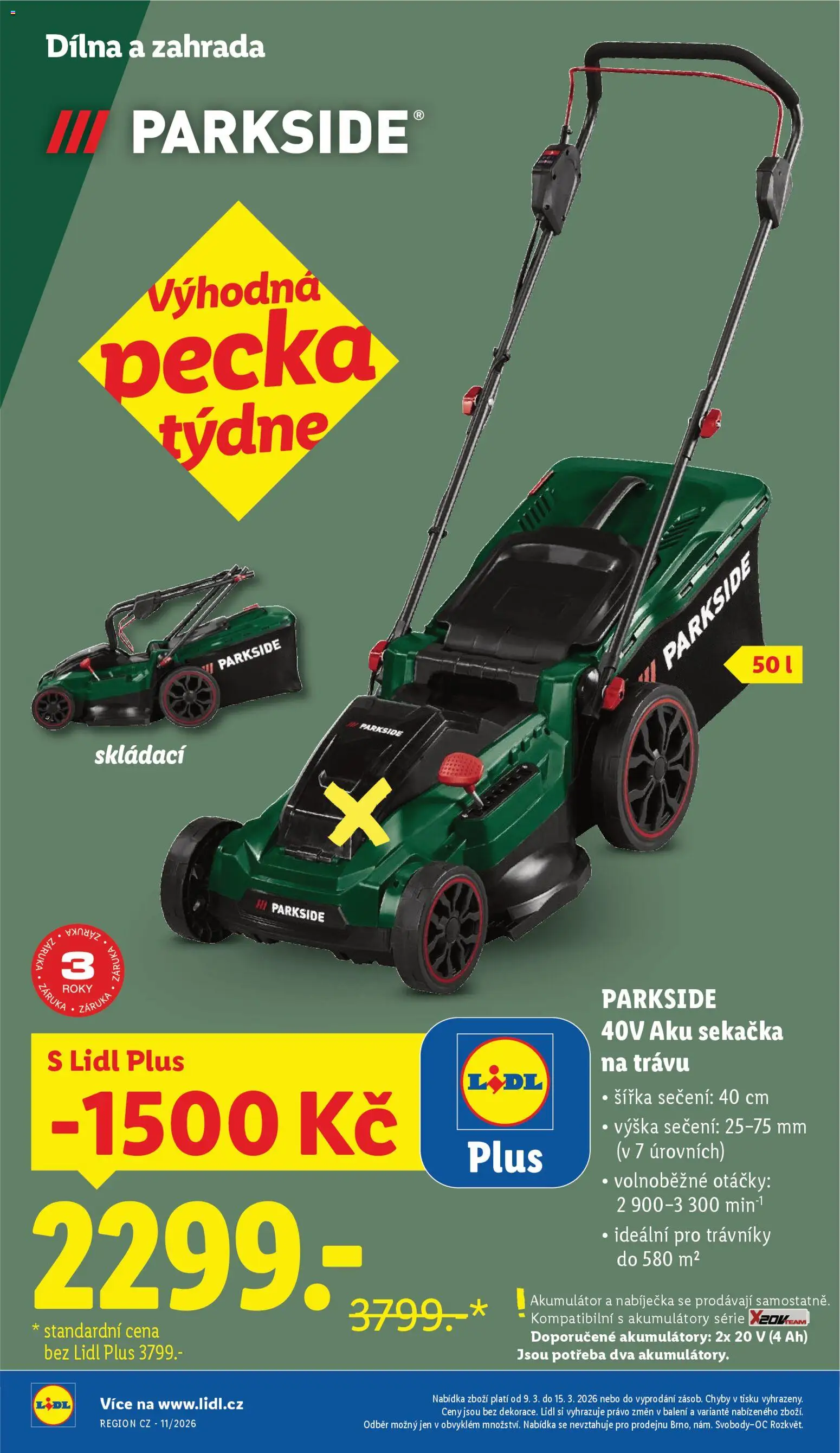 Lidl leták - Spotřební zboží od 09.03.2026 | Strana: 2 | Produkty: Parkside, Zahrada, Sekačka
