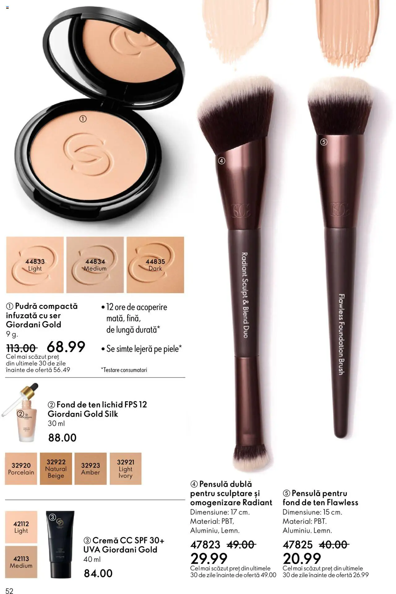 Oriflame catalog 13 2025 – valabil de la 10.09.2025 | Pagină: 52 | Produse: Fond de ten, Pudră, Cremă