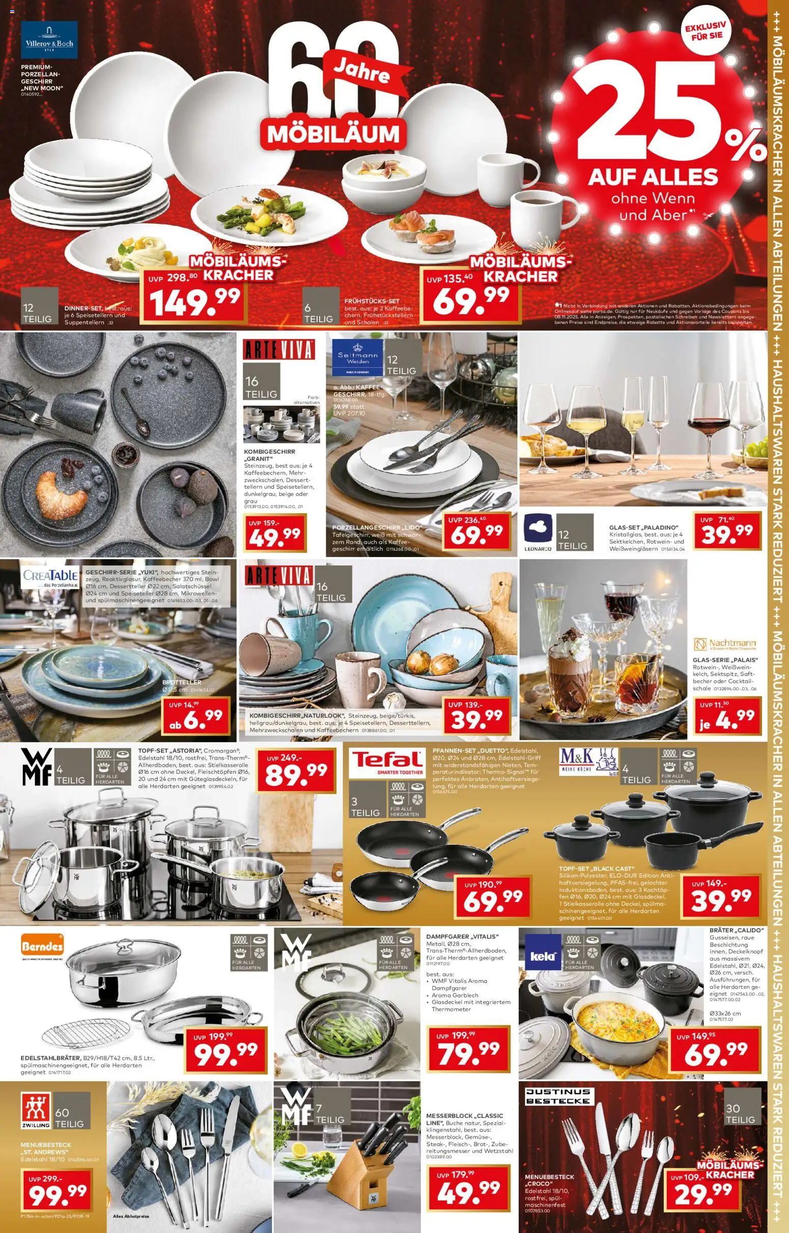 Porta! Möbiläumskracher in ALLEN Abteilungen - Aachen – gültig ab 03.11.2025 | Seite: 1 | Produkte: Kaffee, Weißwein, Rotwein, Saft