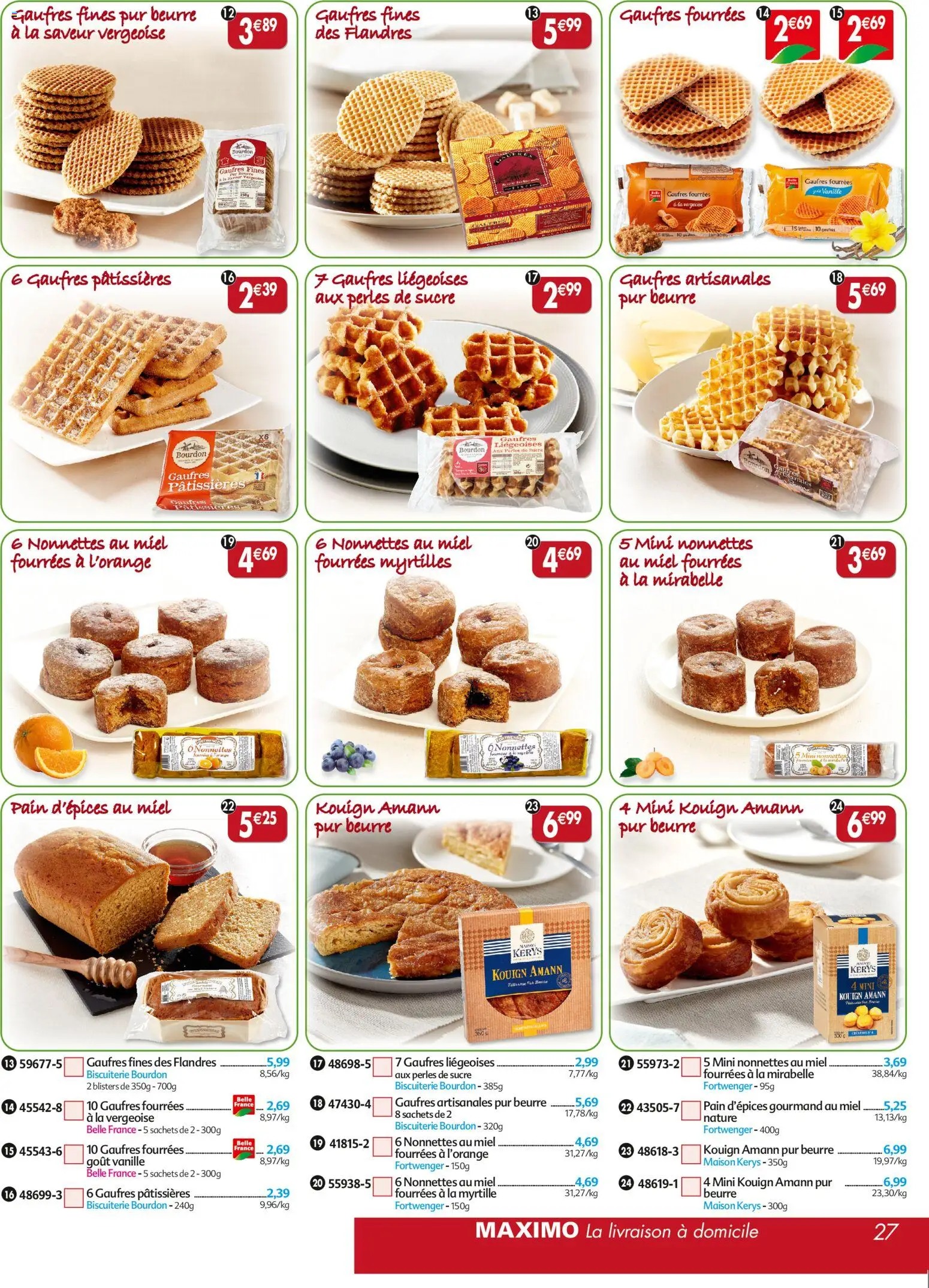 {H1} | Page: 27 | Produits: Sucre, Myrtilles, Beurre, Gaufres