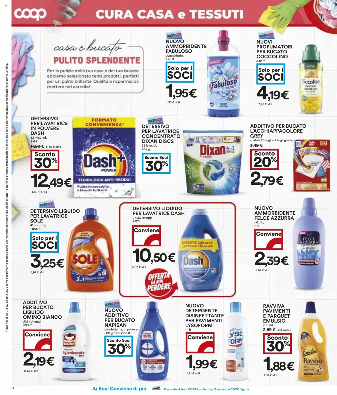 Volantino COOP del 07.08.2025 | Pagina: 18 | Prodotti: Ammorbidente, Detergente, Carrello, Data