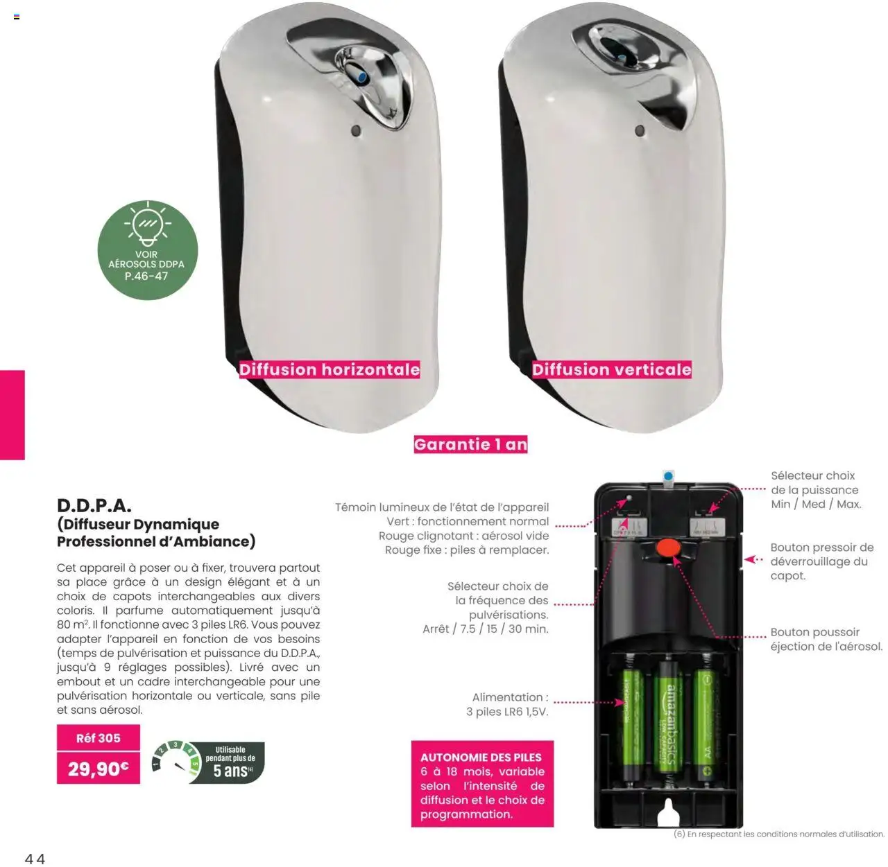  | Page: 44 | Produits: Diffuseur, Piles, Livre, Cadre