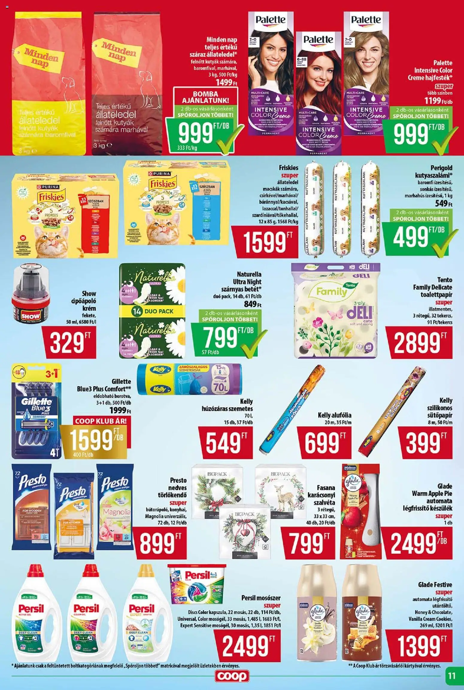 COOP akciós ujság - amely érvényes a következő dátumtól: 13.11.2025 | Oldal: 11 | Termékek: Persil, Törlőkendő, Légfrissítő, Mosószer