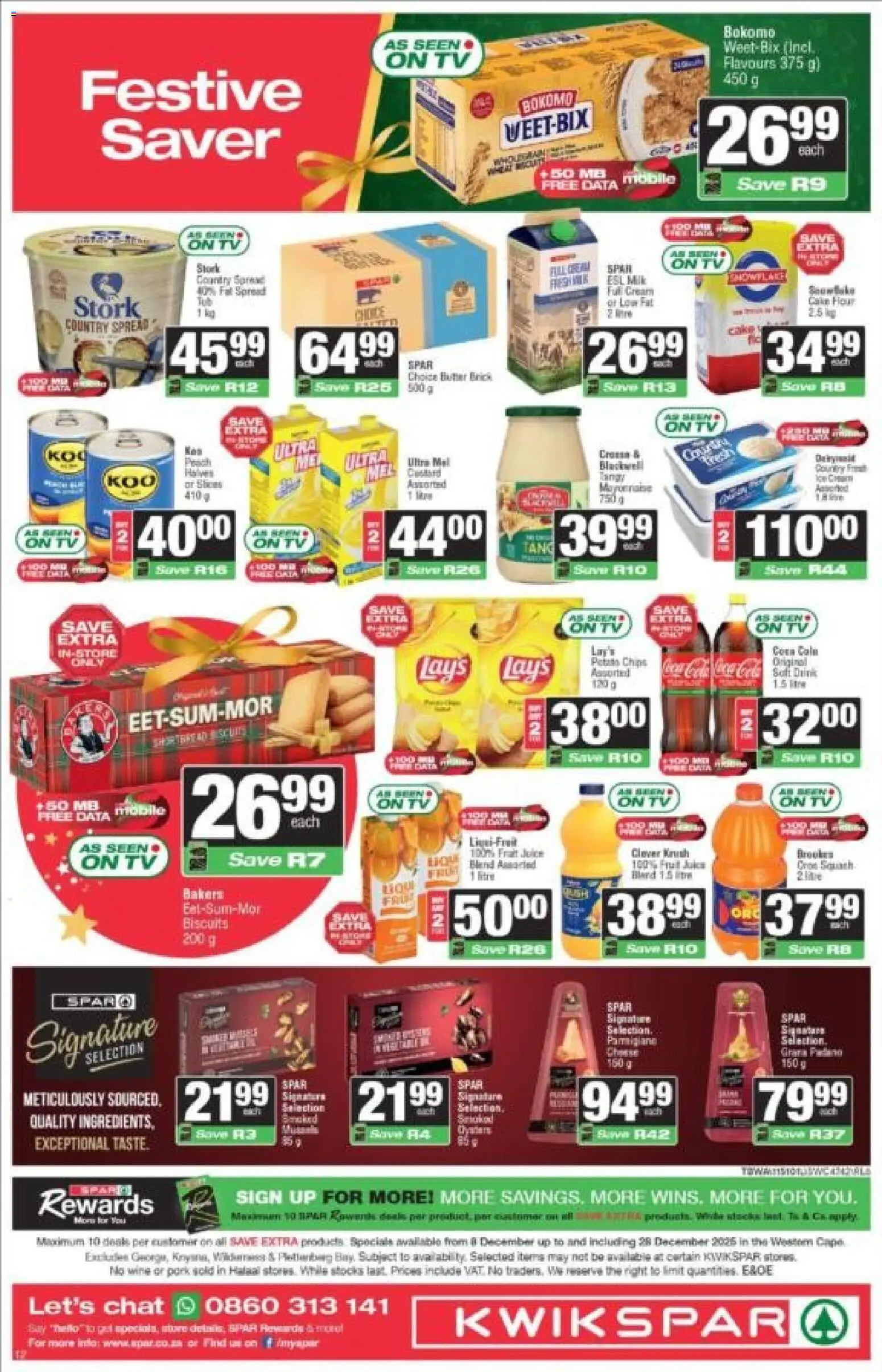 New KWIKSPAR catalogue – valid from 08.12.2025 | Page: 4 | Products: Data, TV, Biscuits, Wine