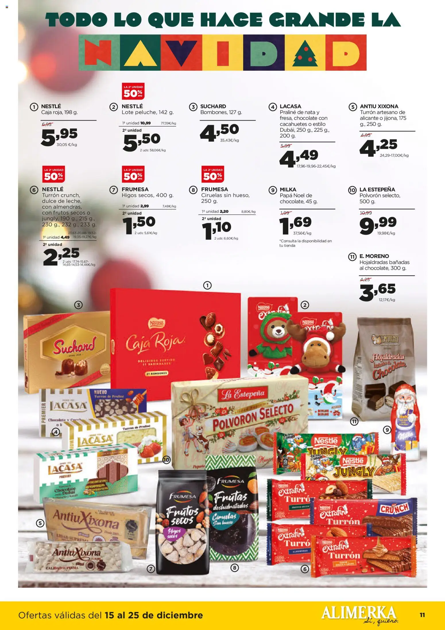 Alimerka folleto │ válido desde el 15.12.2025 | Página: 11 | Productos: Chocolate, Frutos secos, Σαντιγύ, Caja