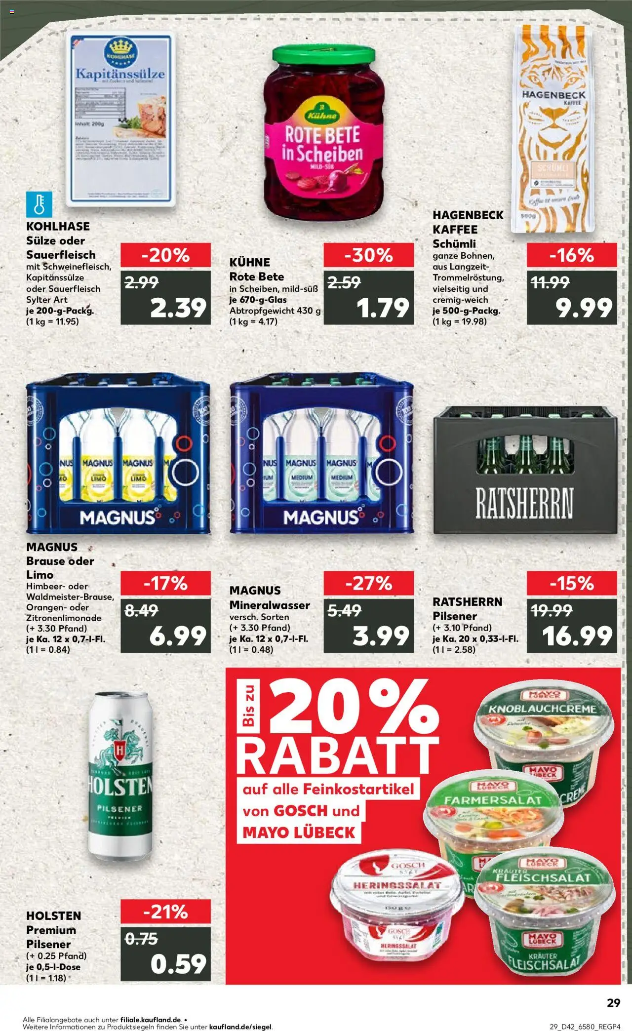 Kaufland prospekt Hamburg	 – gültig ab 16.10.2025 | Seite: 29 | Produkte: Kaffee, Orangen, Holsten, Mineralwasser