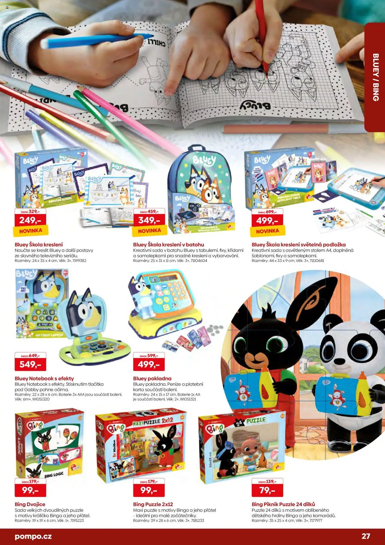 POMPO katalog Vánoce 2025 od 16.10.2025 | Strana: 27 | Produkty: Pokladna, Notebook, Puzzle, Baterie