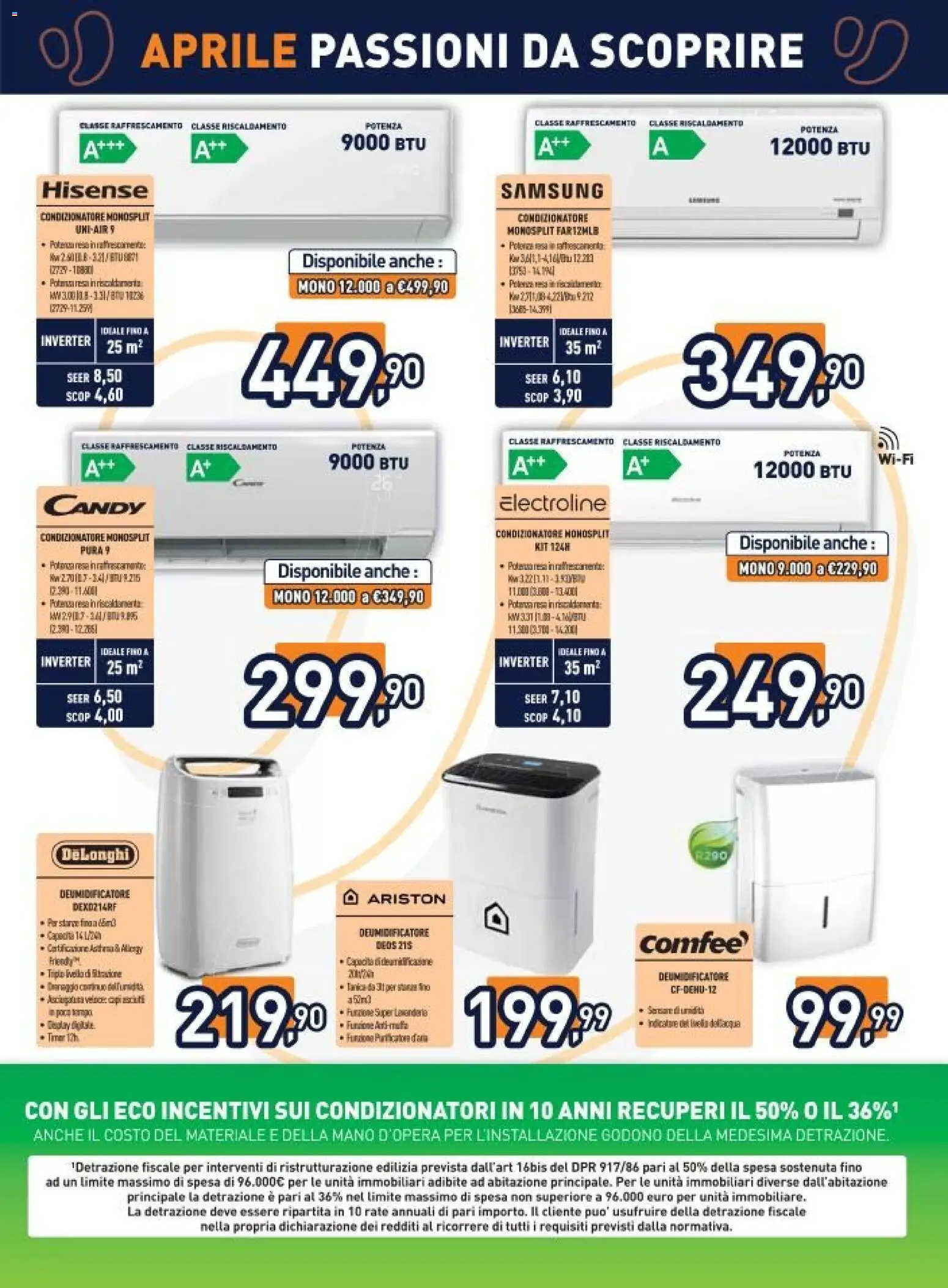 Volantino Unieuro del 17.04.2026 | Pagina: 31 | Prodotti: Deumidificatore, Tanica, Condizionatore, Samsung