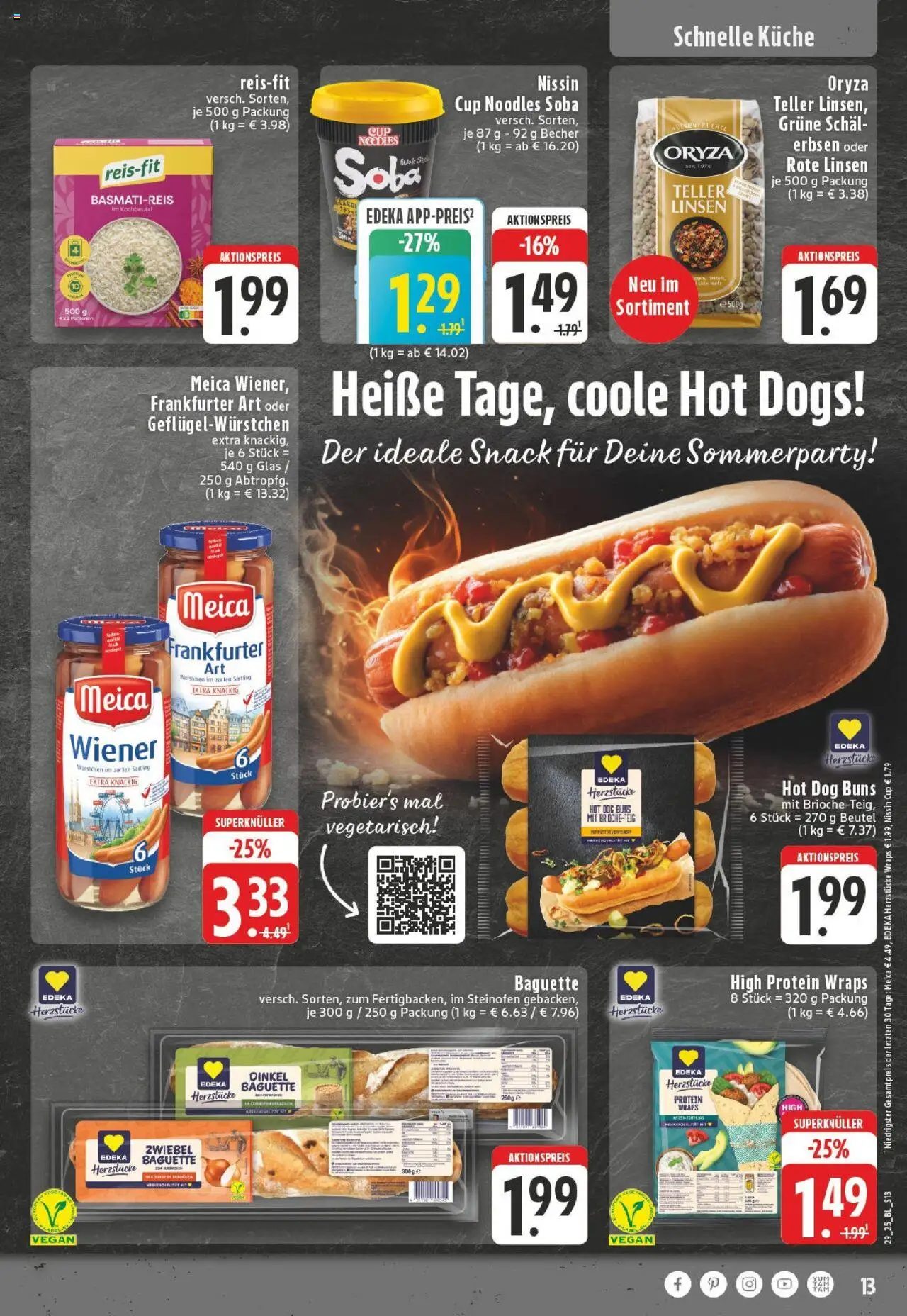 Edeka prospekt Versmold	 - gültig ab dem 13.07.2025 | Seite: 13 | Produkte: Baguette, Meica, Schal, Erbsen