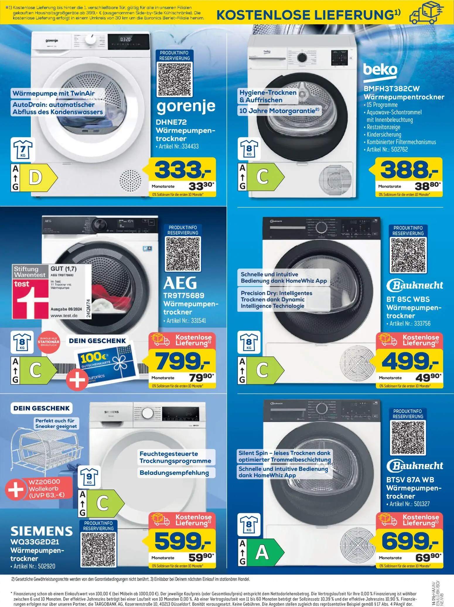 Euronics Prospekt Berlet – gültig ab 26.03.2026 | Seite: 5 | Produkte: Siemens, Gorenje, AEG, Trockner