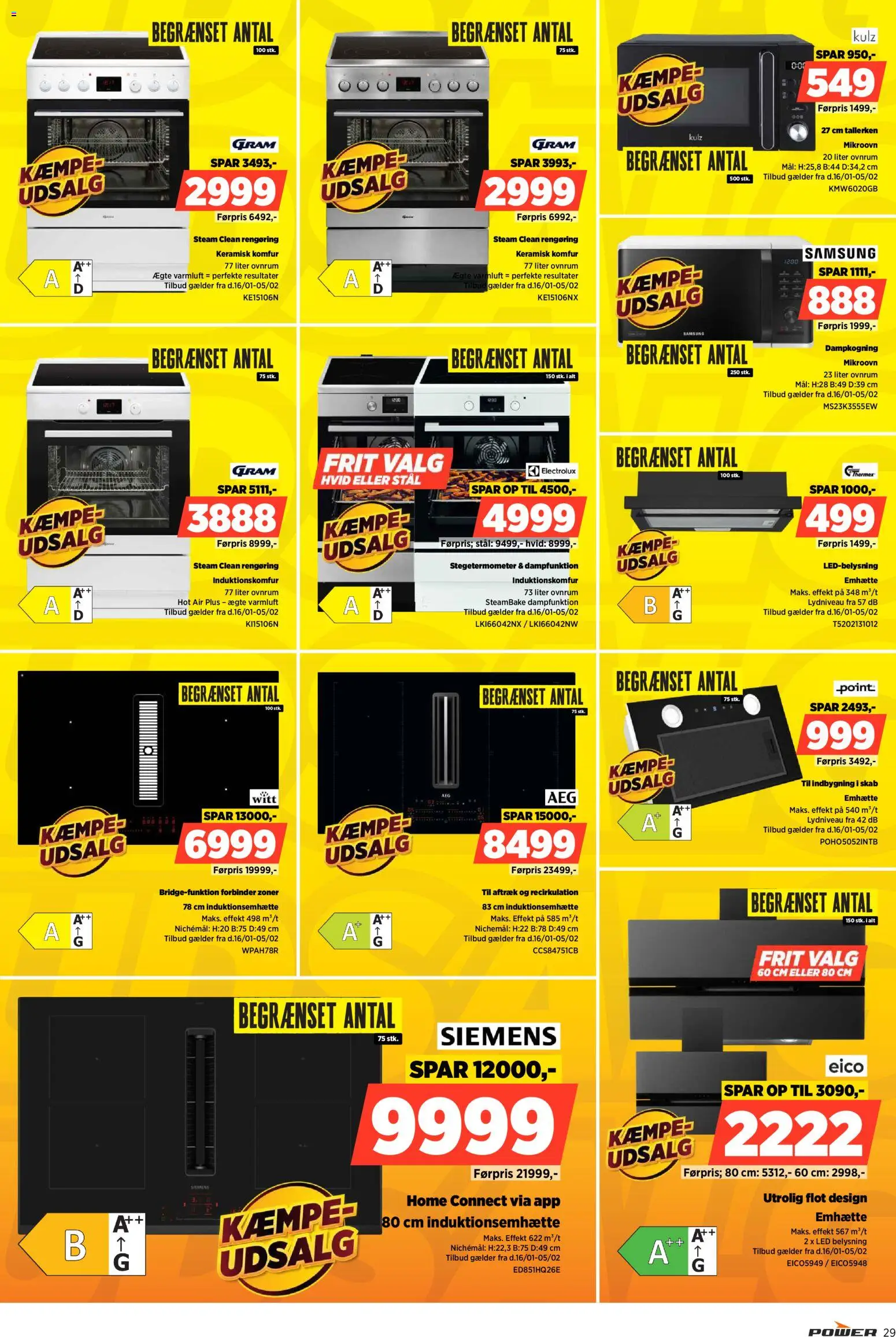 Power tilbudsavis – gyldig fra 16.01.2026 | Side: 29 | Produkter: Komfur, Skab