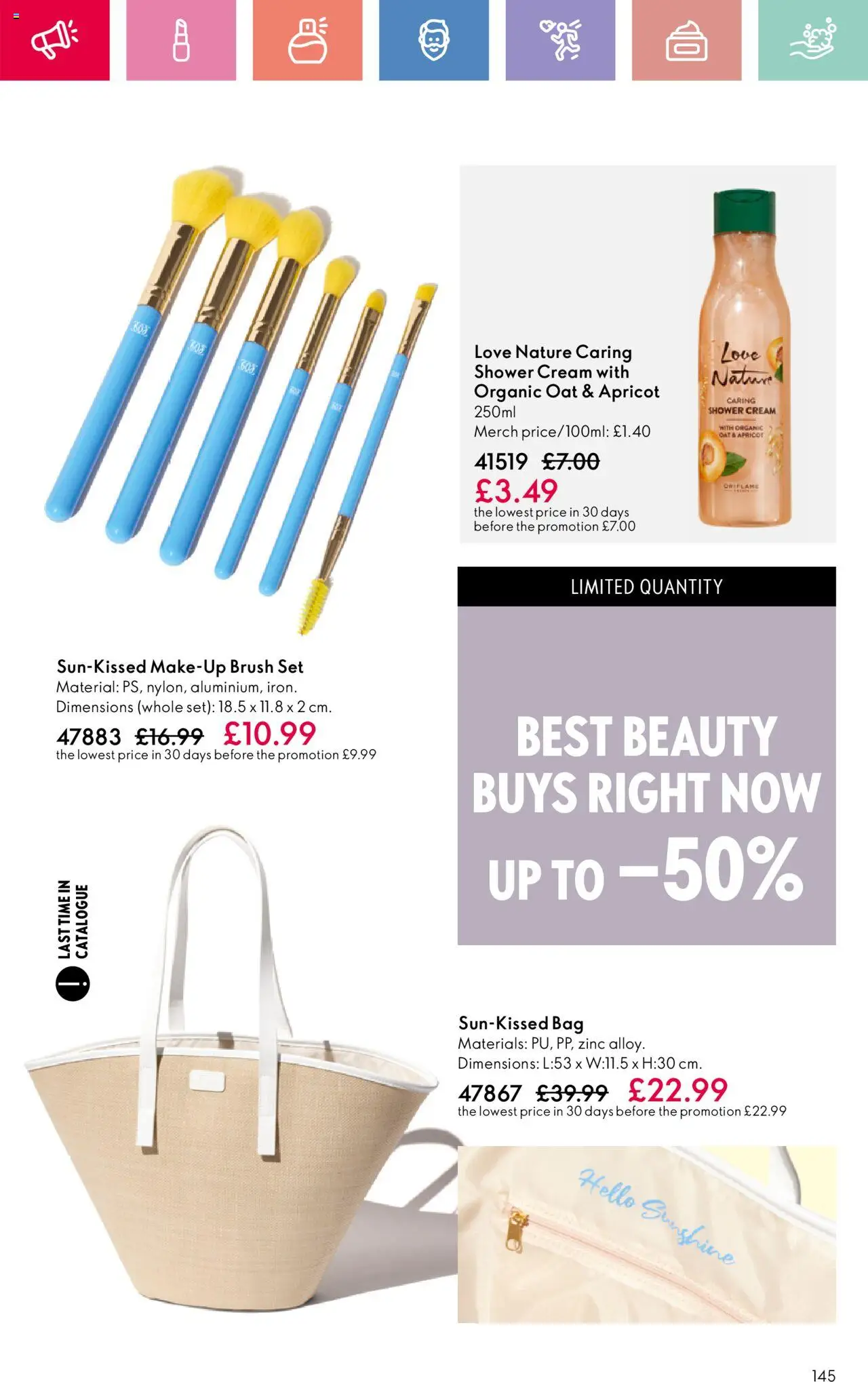  | Page: 145 | Products: Shower, Brush, Cream, Bag