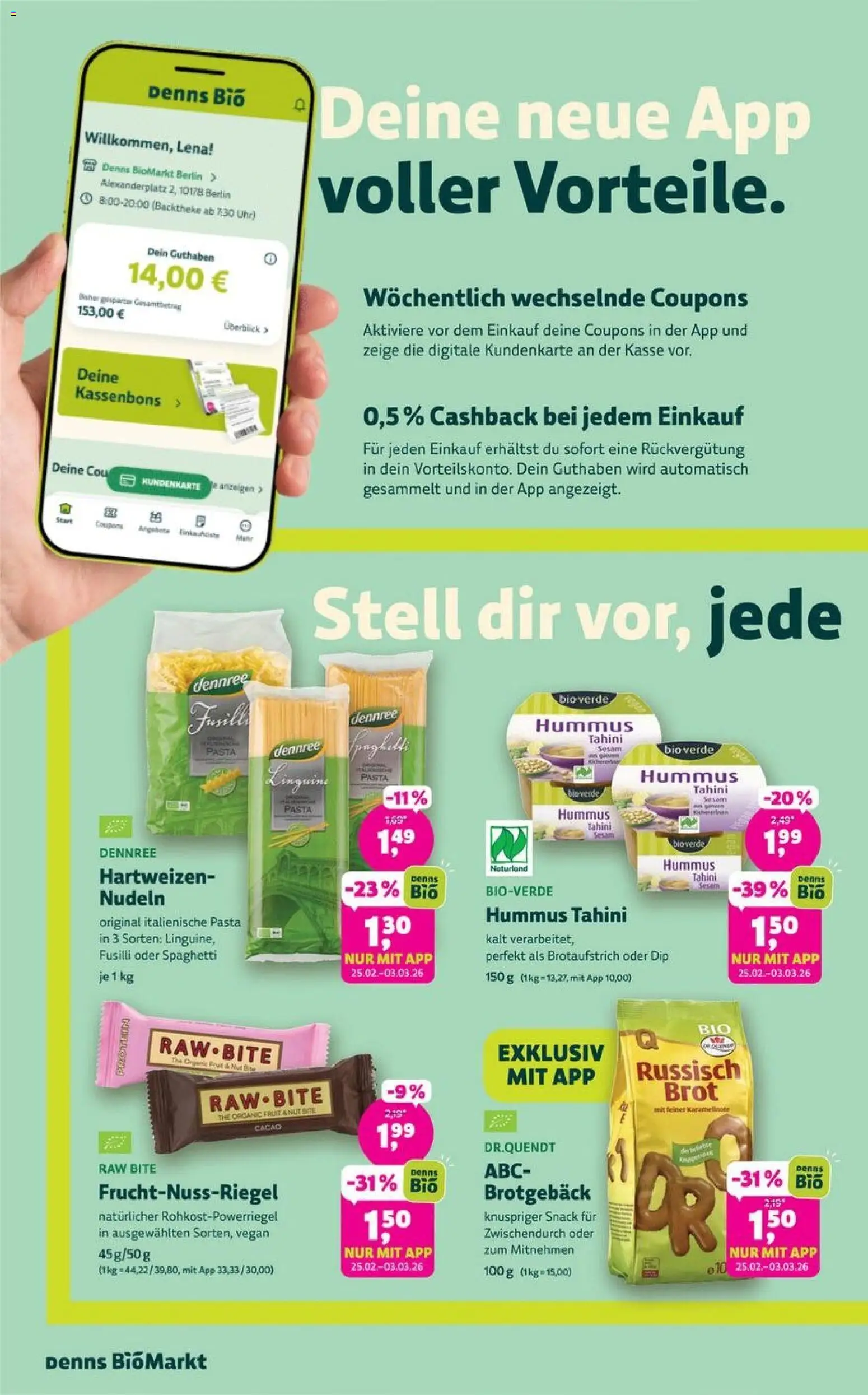 Denns BioMarkt Angebote – gültig ab 25.02.2026 | Seite: 2 | Produkte: Pasta, Brot, Nudeln, Uhr