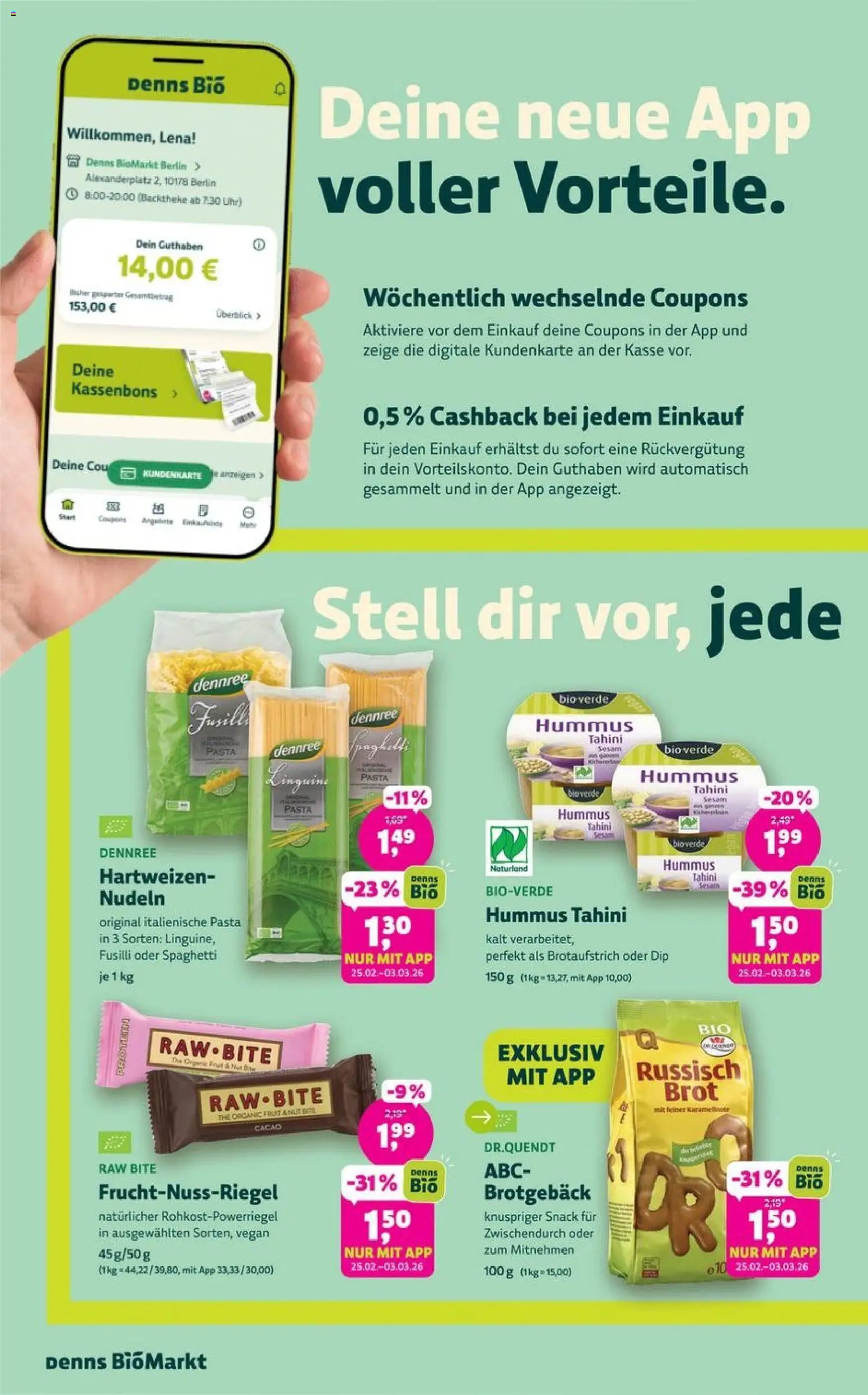 Denns BioMarkt Angebote – gültig ab 25.02.2026 | Seite: 2 | Produkte: Pasta, Brot, Nudeln, Uhr